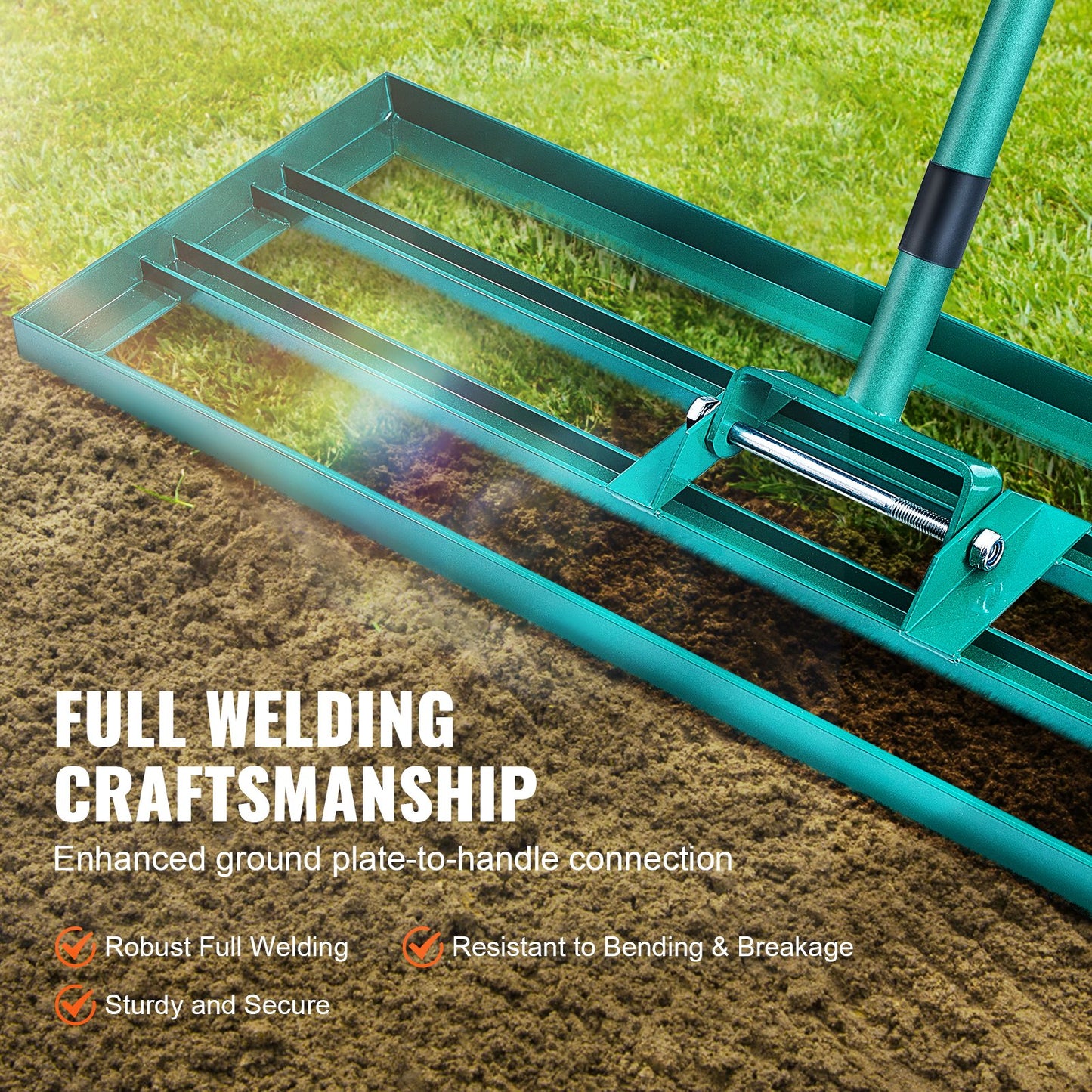 Leveling Trough, 30" x 10" Leveling Lawn, Heavy Duty Lawn Trough with 78" Extended Steel Handle, Leveling Trough for Garden, Golf Turf, Yard
