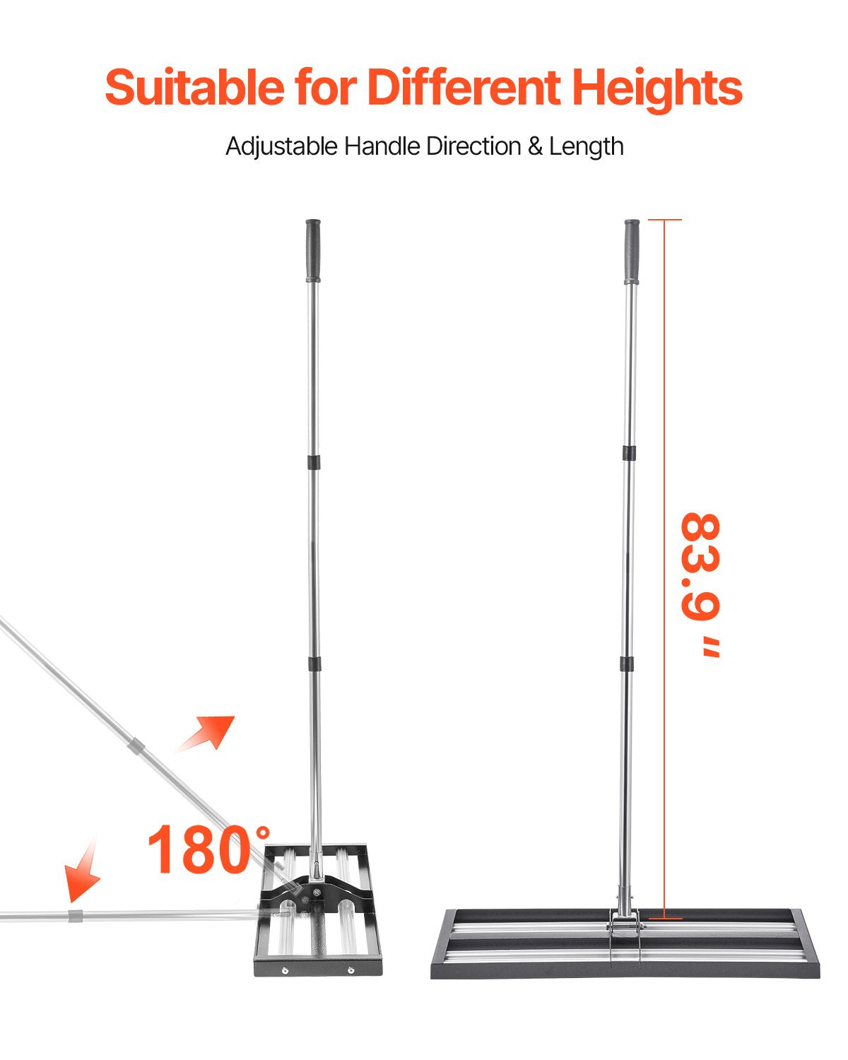 30 x 10 inch leveling chute with 83.9 inch adjustable handle for garden lawn