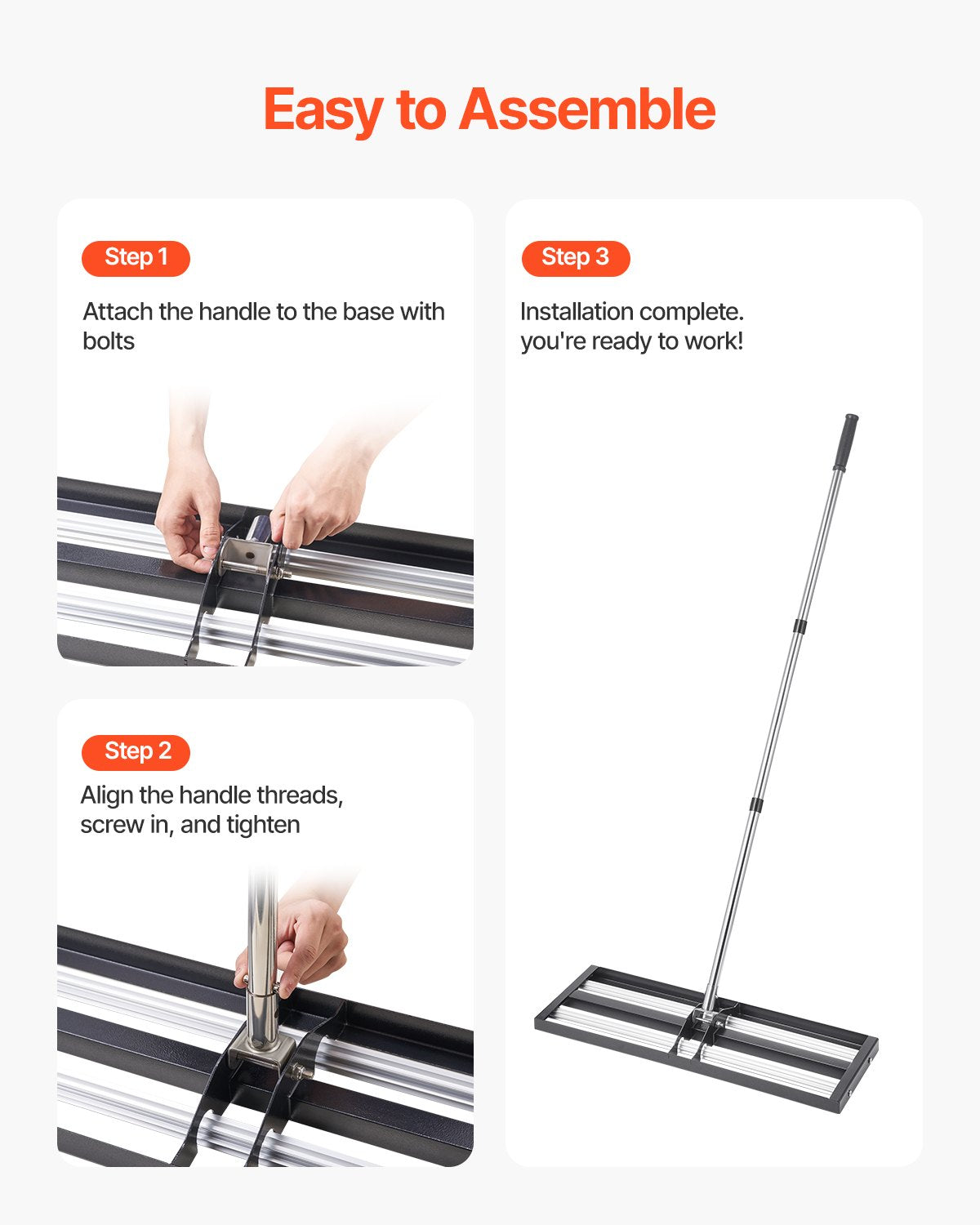 30 x 10 inch leveling chute with 83.9 inch adjustable handle for garden lawn