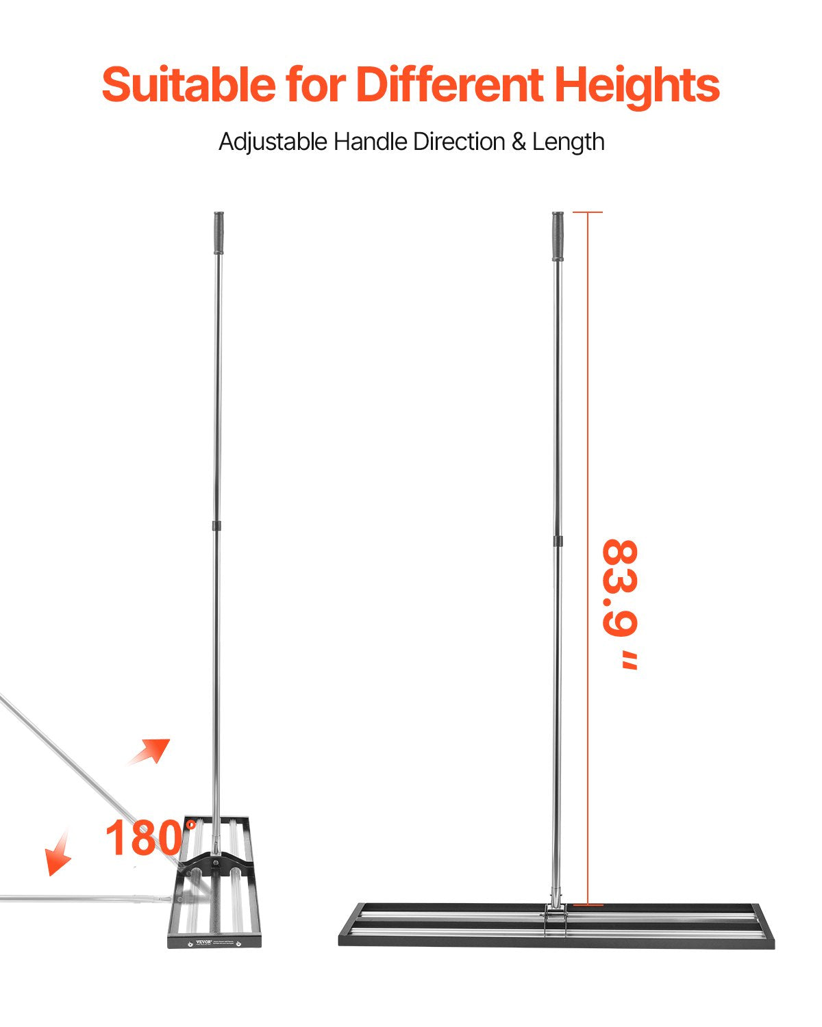 48x10 inch leveling chute with 83.9 inch adjustable handle for garden lawn