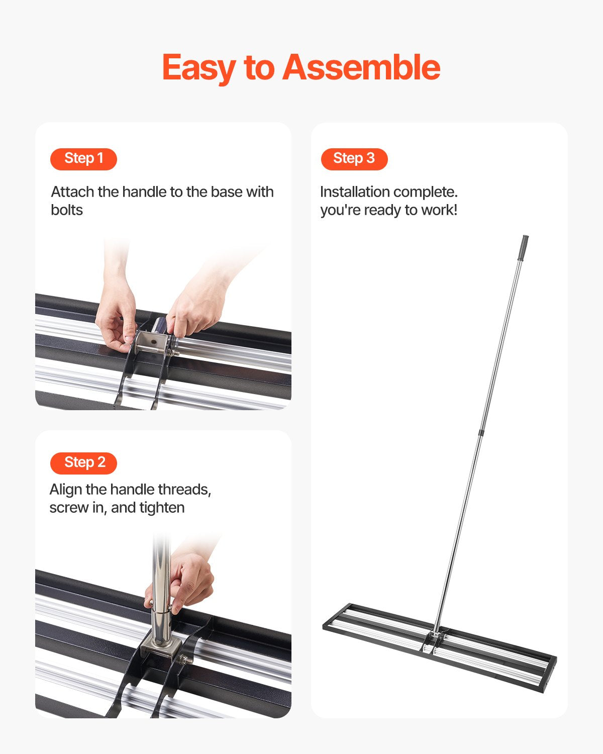 48x10 inch leveling chute with 83.9 inch adjustable handle for garden lawn