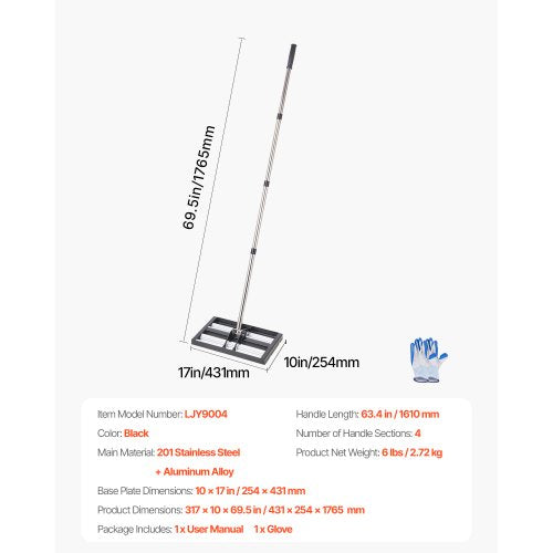 17 x 10 inch Leveling Gutter with 63.4 inch Adjustable Handle for Garden Garden | EU