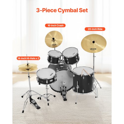 Cymbal Pack 3 Pieces Cymbals Drum Set 14 16 20 Inch Cymbals for Drums