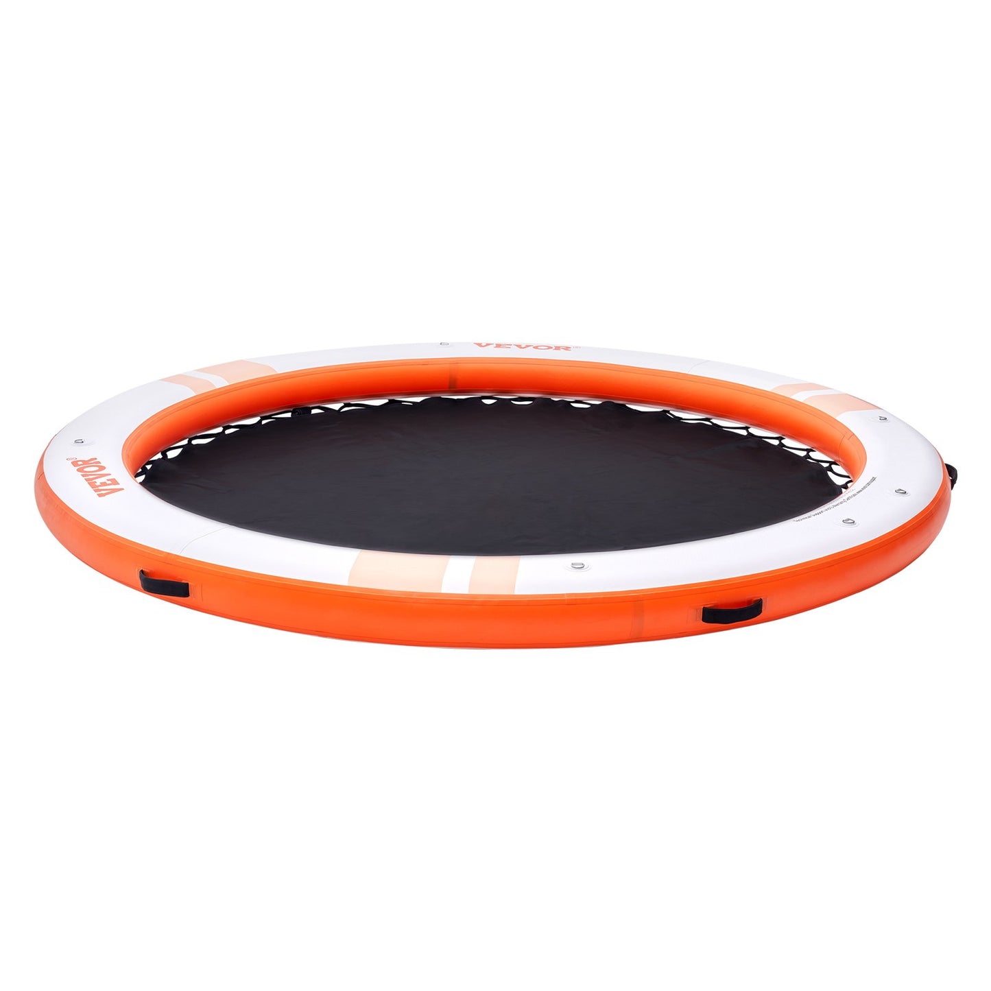 Uppblåsbar flytbrygga, ø10FT Uppblåsbar hamnplattform med ø8FT trampolinnätpool, halkfri flytande plattform Vattenmatta med bärbar väska och avtagbar stege för avkoppling vid poolen