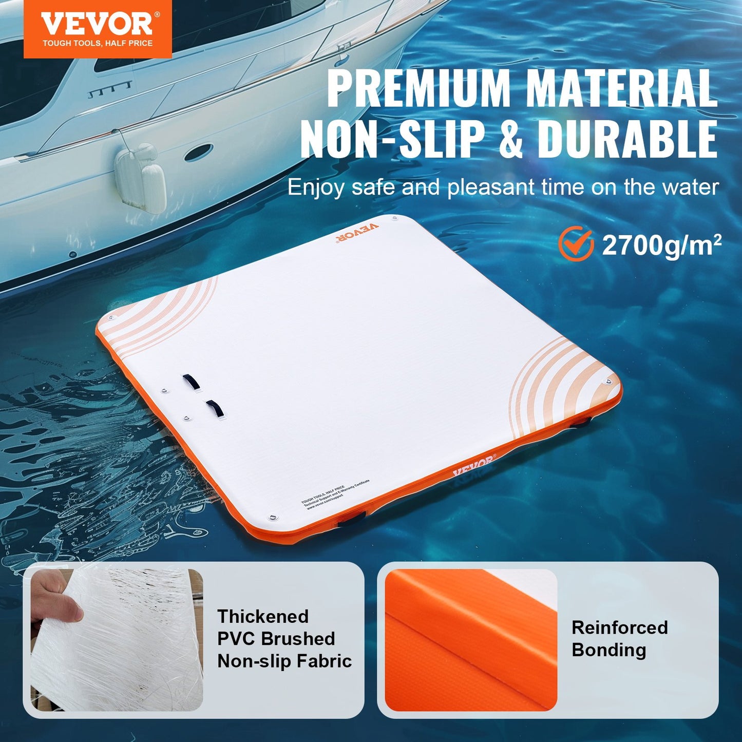 Inflatable Floating Dock, 7 x 7 FT Inflatable Docking Platform, Non-Slip Water Floating Dock Mat with Portable Carry Bag and Detachable Ladder, Floating Platform Island Raft for Pool Beach Ocean