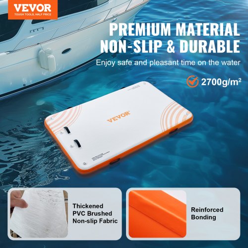 Inflatable Floating Dock, 8 x 5FT Inflatable Docking Platform, Non-Slip Water Floating Dock Mat with Portable Carry Bag and Detachable Ladder, Floating Platform Island Raft for Pool Beach Ocean | EU