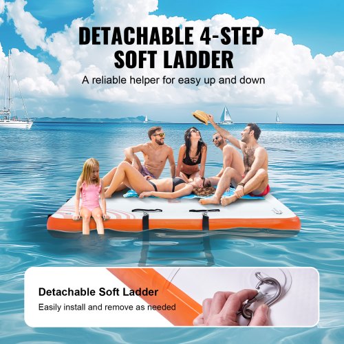 Inflatable Floating Dock, 8 x 5FT Inflatable Docking Platform, Non-Slip Water Floating Dock Mat with Portable Carry Bag and Detachable Ladder, Floating Platform Island Raft for Pool Beach Ocean | EU