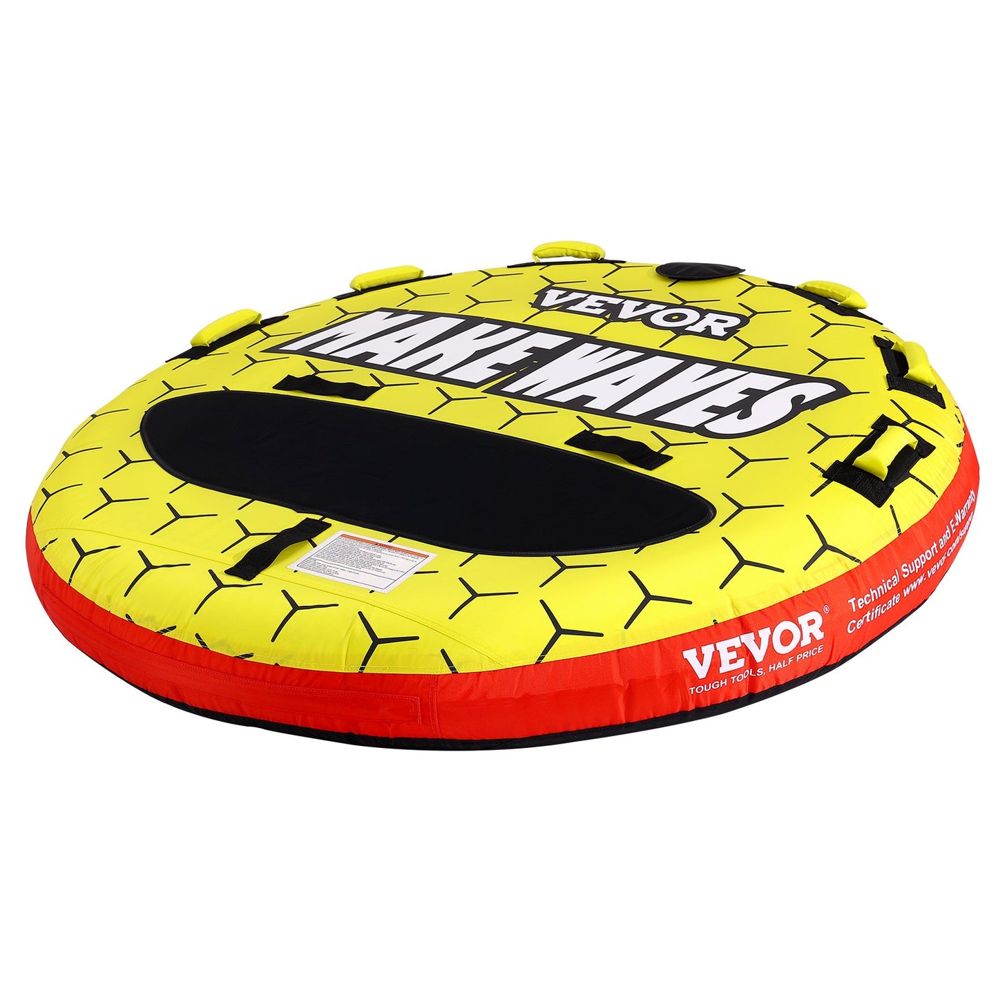 Boating Tow Tube, 1-3 Rider Inflatable Boat Tubes and Trailers, 510 lbs, 63" Round Water Sport Tow Tube for Boats to Tow, Full Nylon Cover, EVA Grip Handle and Speed Safety Valve