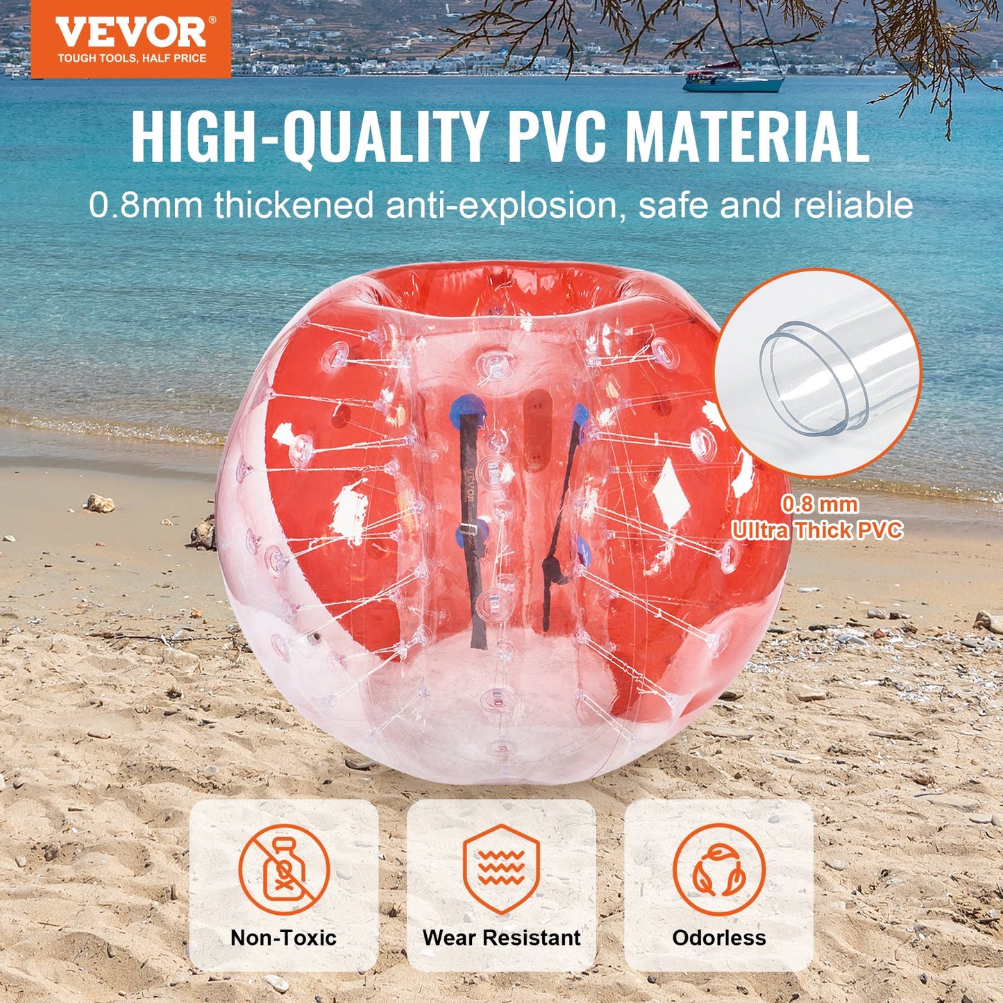 Inflatable Bumper Ball 1 Pack, 5FT/1.5M Body Sumo Zorb Balls for Teens and Adults, 0.8mm Thick PVC Bubble Balls for Human Hamster for Outdoor Team Play, Bumper Bopper Toys for Yard, Garden, Park