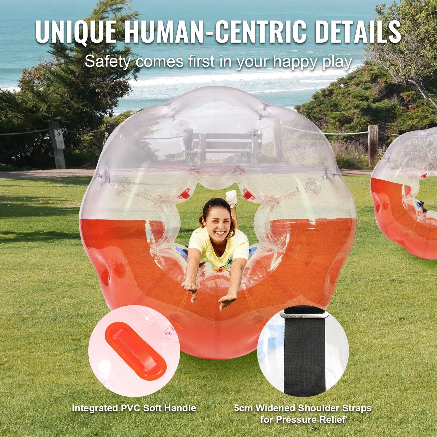 Inflatable Bumper Ball 1 Pack, 5FT/1.5M Body Sumo Zorb Balls for Teens and Adults, 0.8mm Thick PVC Bubble Balls for Human Hamster for Outdoor Team Play, Bumper Bopper Toys for Yard, Garden, Park