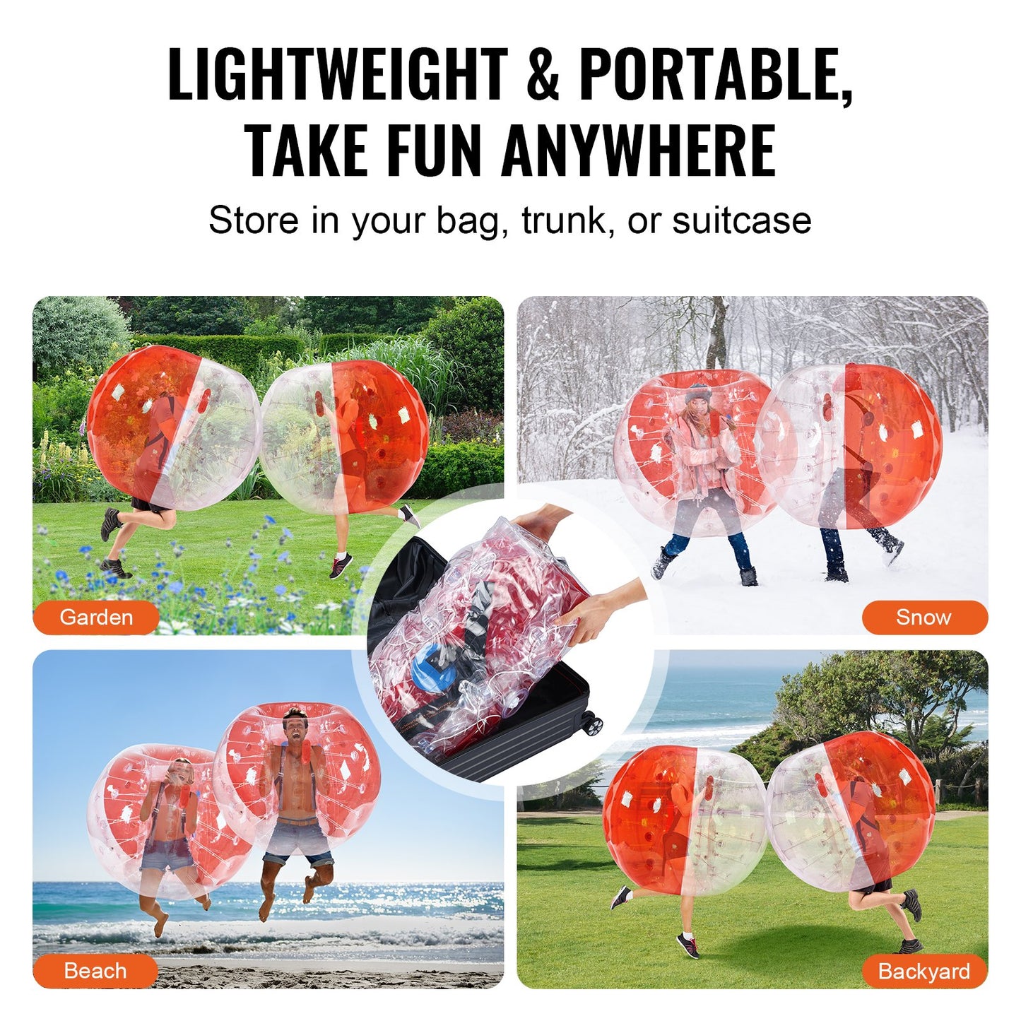 Inflatable Bumper Ball 1 Pack, 5FT/1.5M Body Sumo Zorb Balls for Teens and Adults, 0.8mm Thick PVC Bubble Balls for Human Hamster for Outdoor Team Play, Bumper Bopper Toys for Yard, Garden, Park