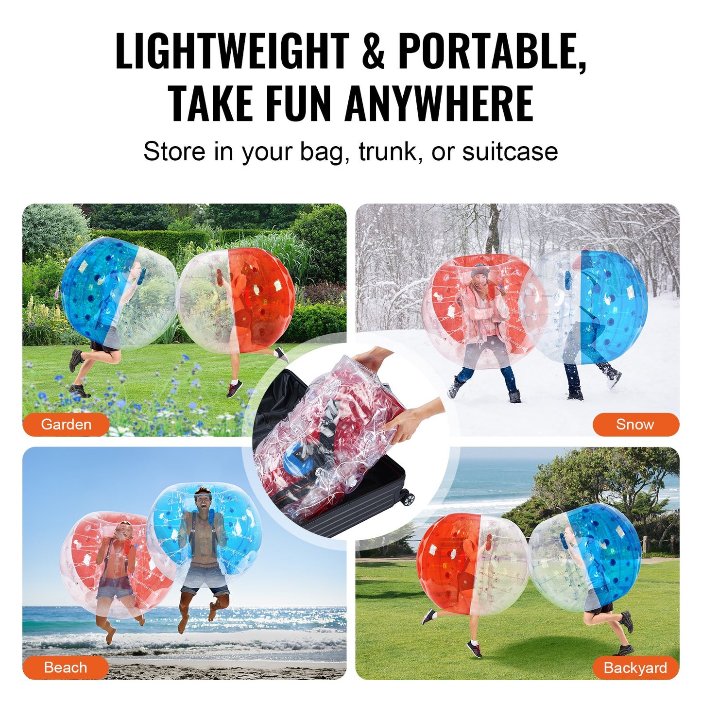 Uppblåsbara Bumper Balls 2-pack, 5FT/1,5M Body Sumo Zorb Balls för tonåringar och vuxna, 0,8 mm tjocka PVC Human Hamster Bubble Balls för utomhusspel i lagspel, Bumper Bopper Leksaker för trädgård, trädgård, park