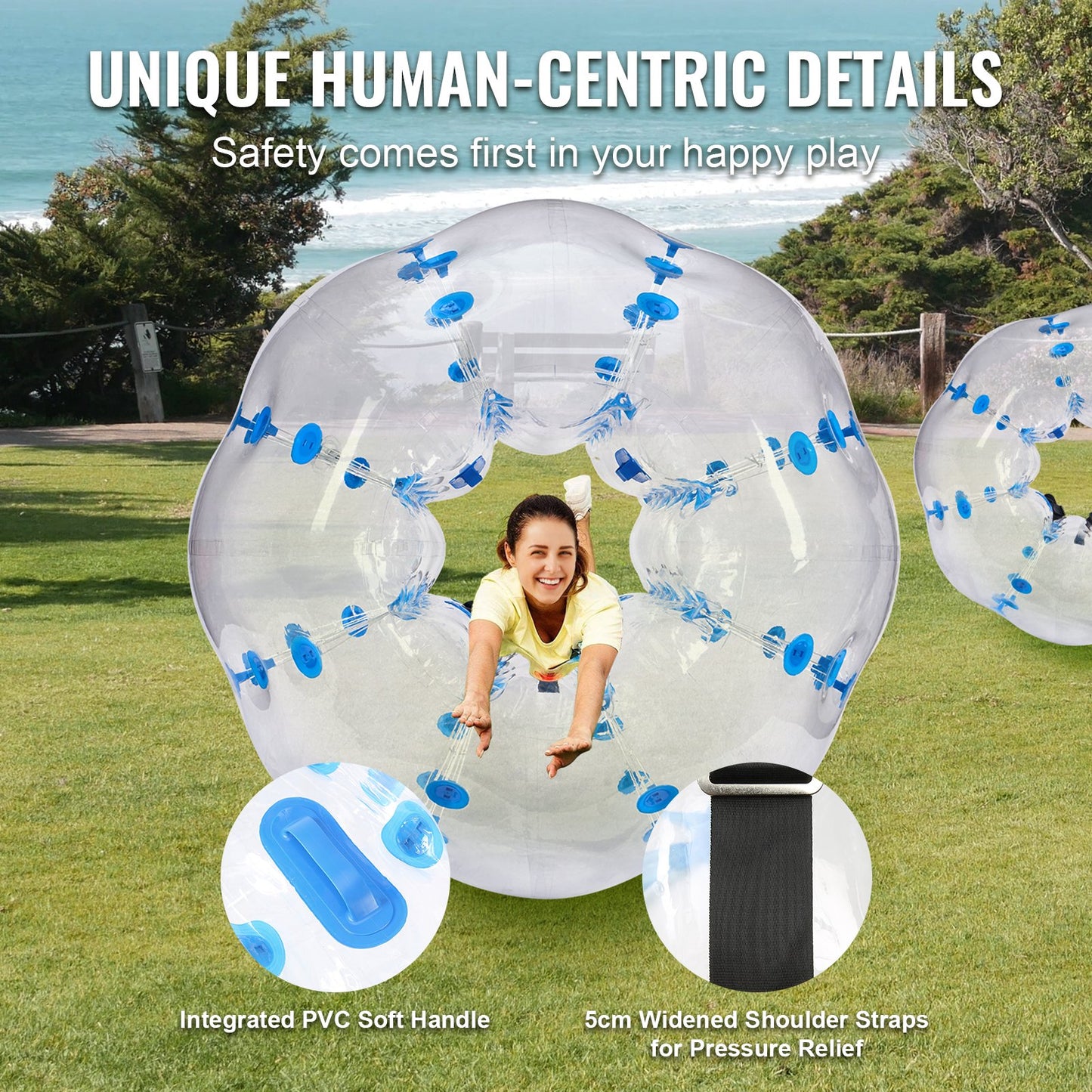 Uppblåsbar Bumper Ball 1-pack, 5FT/1,5 M Body Sumo Zorb Balls för tonåringar och vuxna, 0,8 mm tjocka PVC-bubblebollar för mänsklig hamster för utomhusspel för lagspel, Bumper Bopper-leksaker för trädgård, trädgård, park
