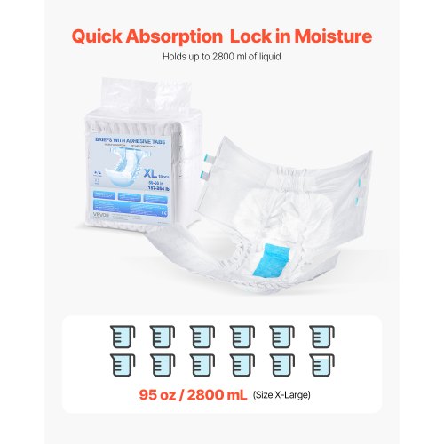 Adult briefs with adhesive tabs Incontinence briefs for men and women XL size