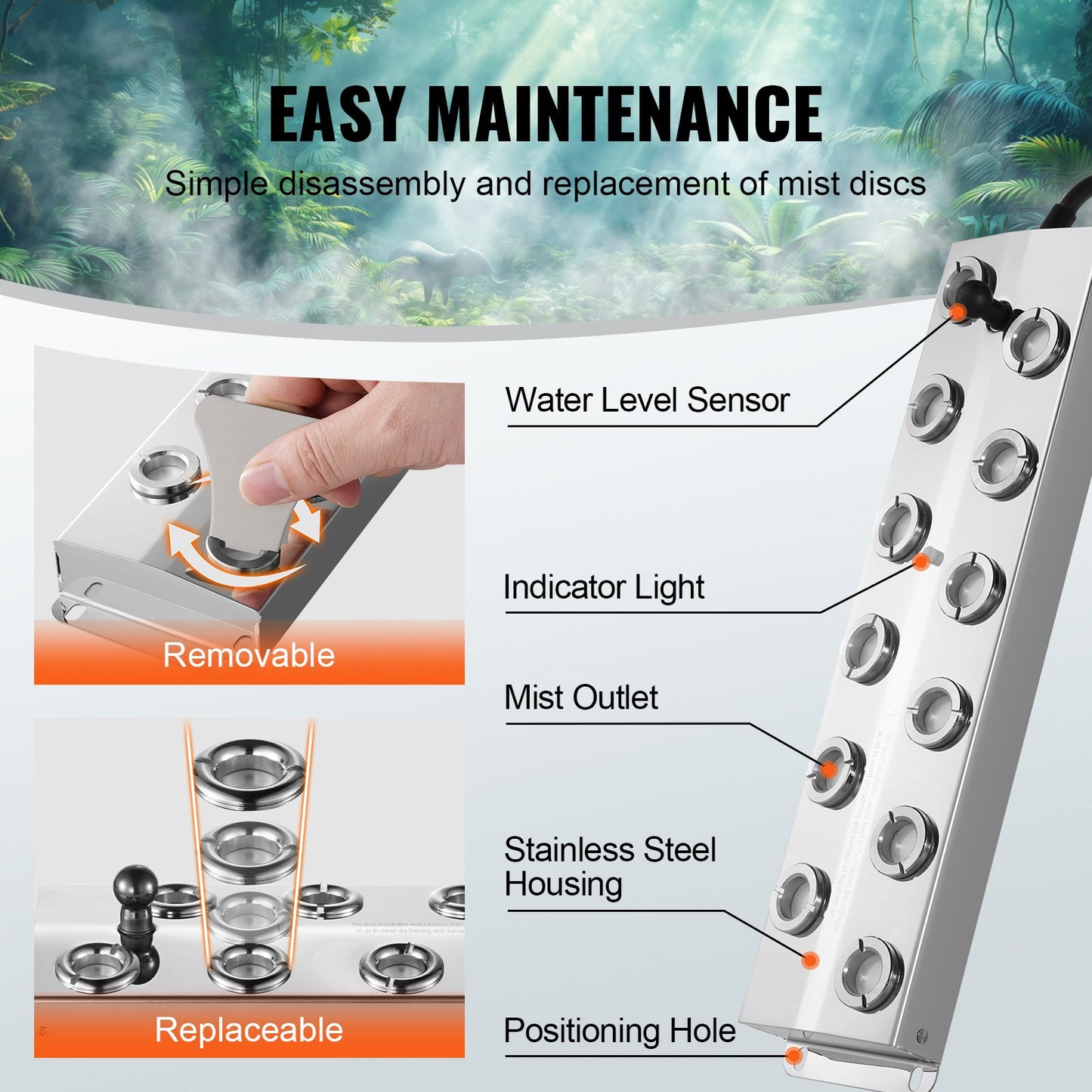 12 Head Ultrasonic Mist Maker 9000mL/H Ultrasonic Fogger IP67 Vattentät