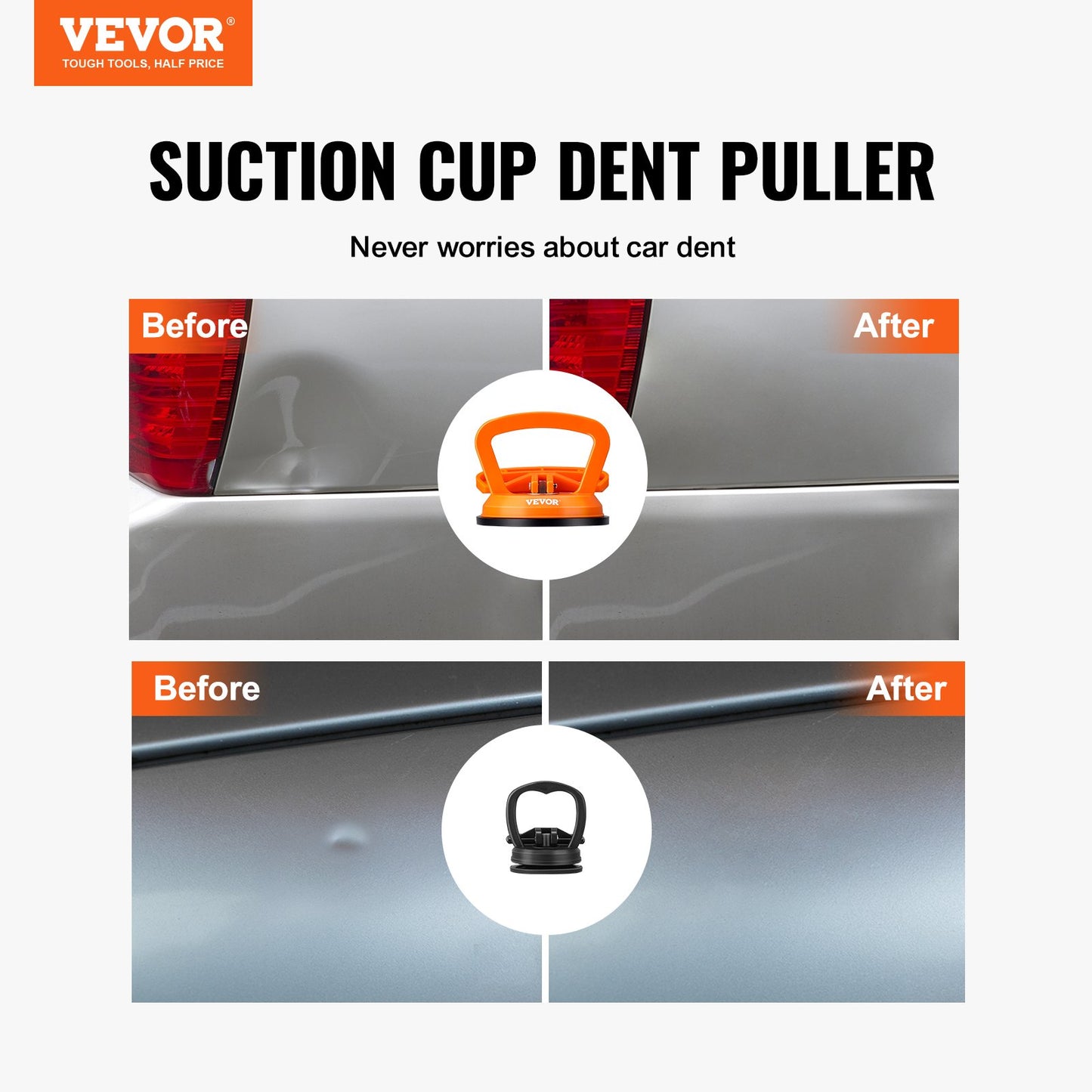 Dent Removal Kit, 3-pack sugkoppar, Dent Puller Handtagslyftare med handskar och trasa, lackfri bil bucklaborttagningsmedel för bilbucklor, glas, kakel, spegellyft och flyttning