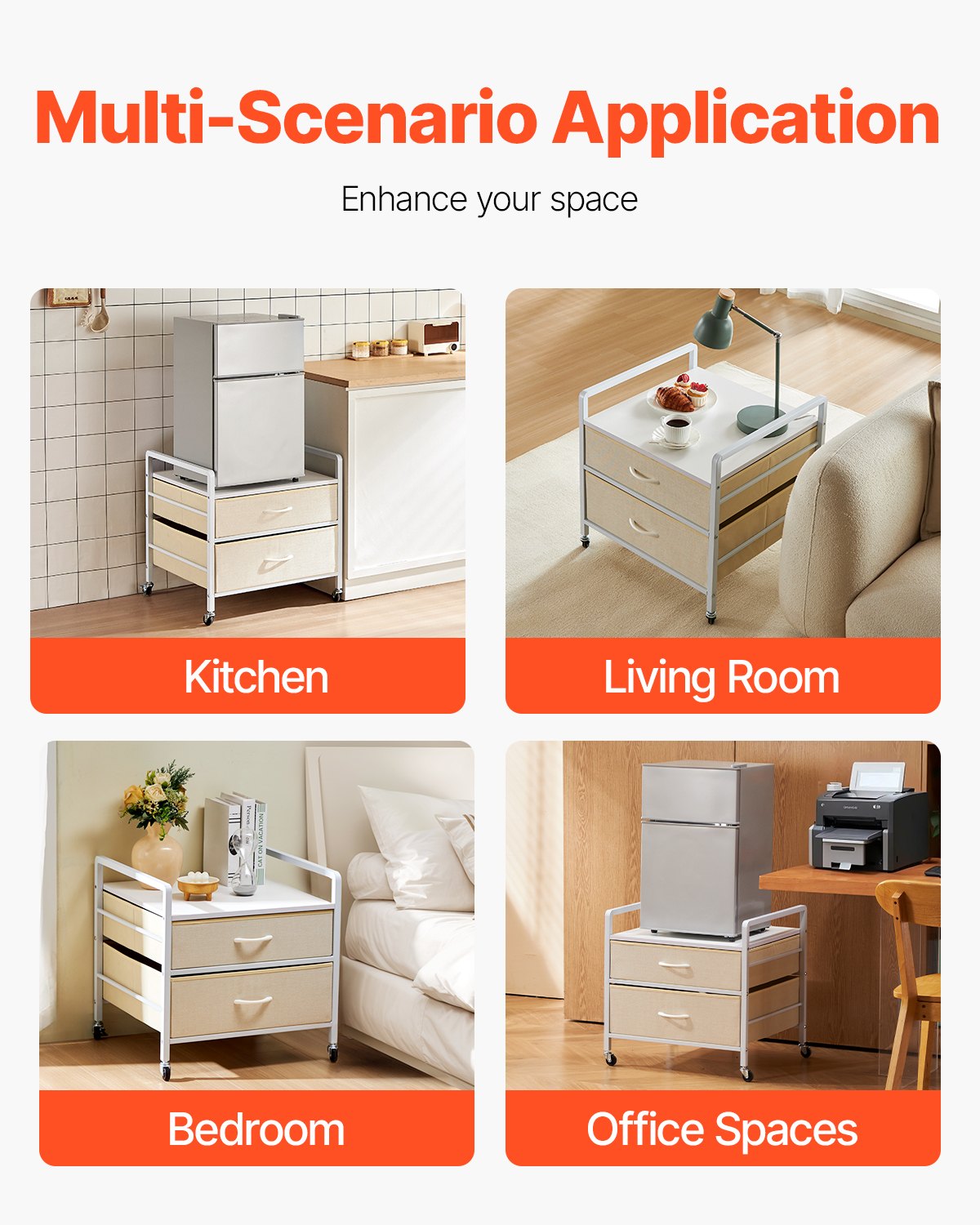 Mini Fridge Stand with Storage 176 lbs White Mini Fridge Table 2 Drawers