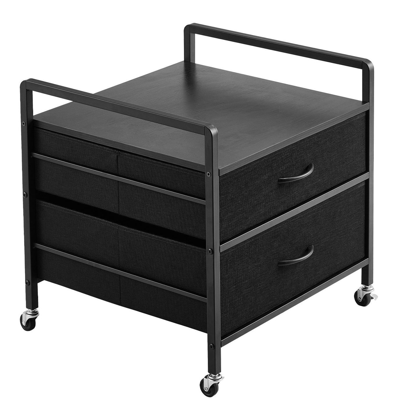 Mini-Kühlschrankständer mit Stauraum, 80 kg, Schwarz, Mini-Kühlschranktisch, 2 Schubladen