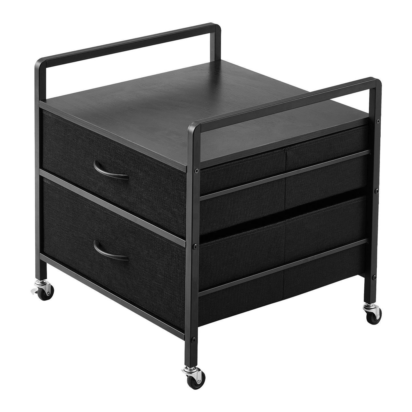 Mini-Kühlschrankständer mit Stauraum, 80 kg, Schwarz, Mini-Kühlschranktisch, 2 Schubladen