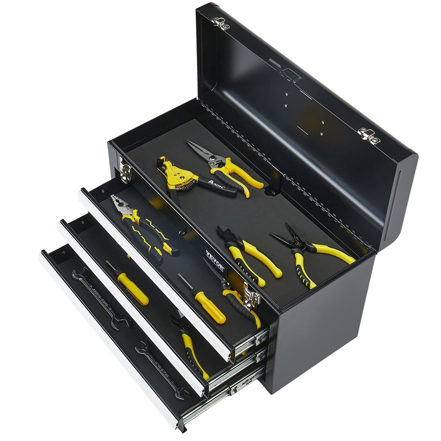 Verktygslåda 20,5-tums Bärbar Verktygslåda i metall med 3 lådor Tool Organizer