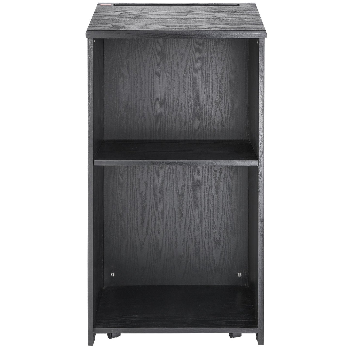 Podium Stand, 47 i Hostess Stand med 4 rullande hjul, Wood Podium med förvaringshyllor och snedställda skrivbord, talarstolar och podier för kyrka, kontor, skola, hem, svart