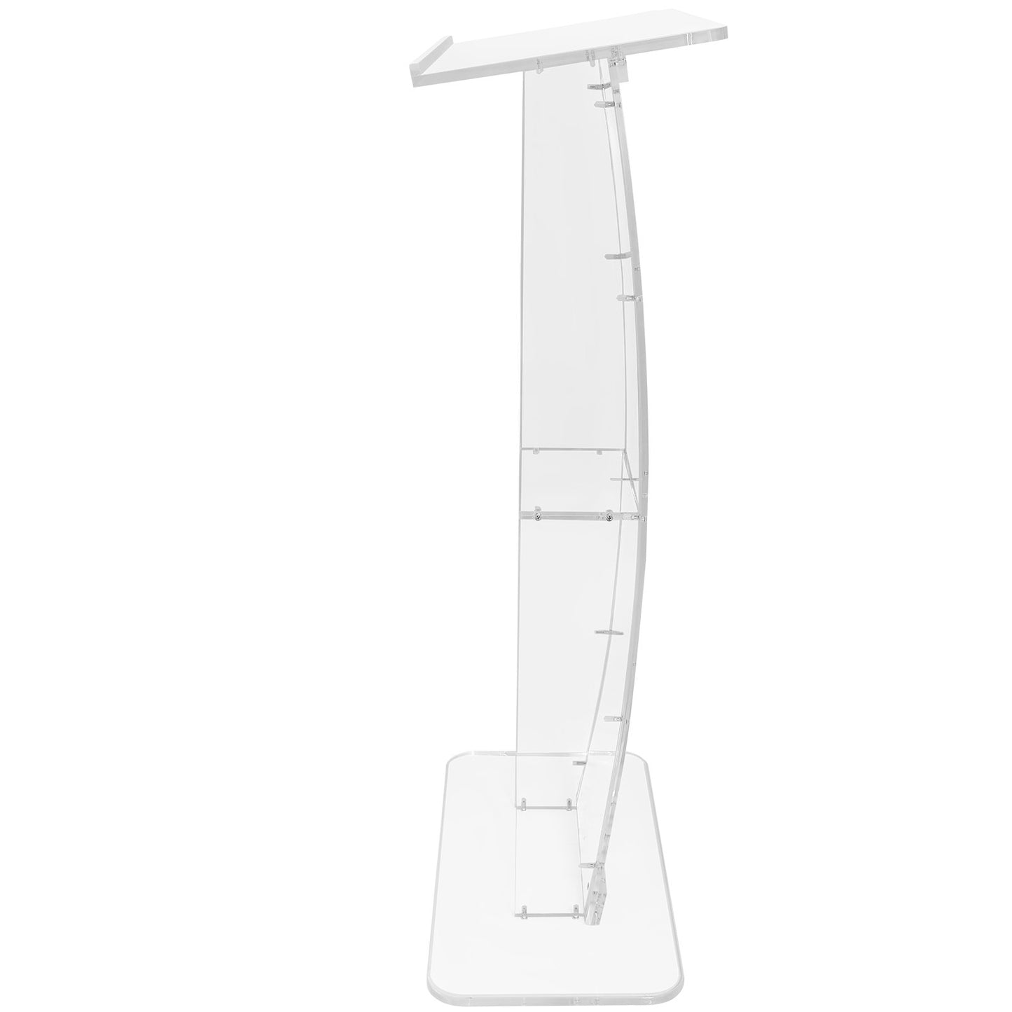 Acrylic Podium, 47" Tall, Clear Acrylic Podium Stand with Wide Reading Surface and Storage Shelf, Floor Standing Clear Pulpits Acrylic for Church Office School