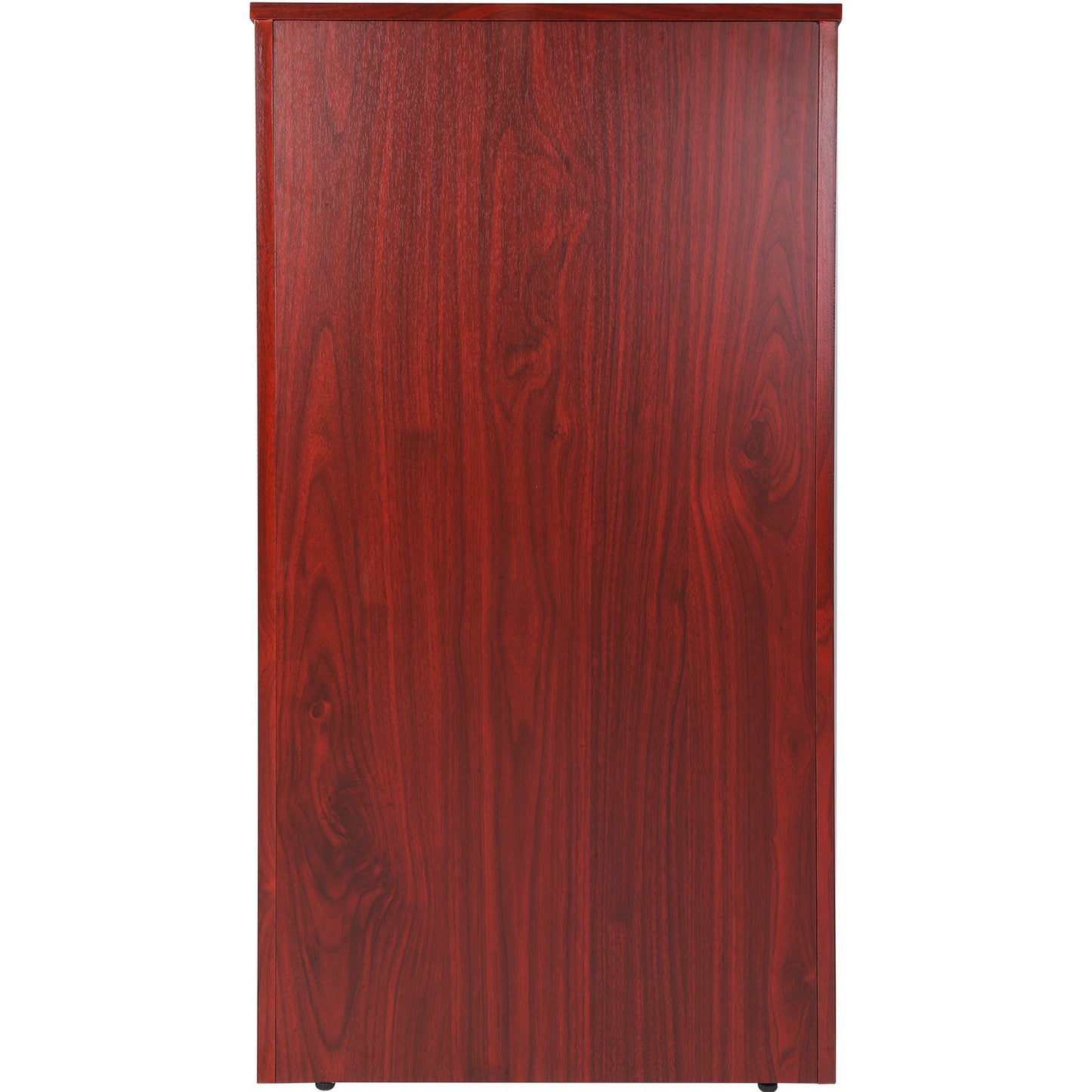 Podium Stand, 47 in Hostess Stand with 4 Rolling Wheels, Wood Podium with Storage Shelves and Slanted Desk, Lecterns and Podiums for Church, Office, School, Home, Brown