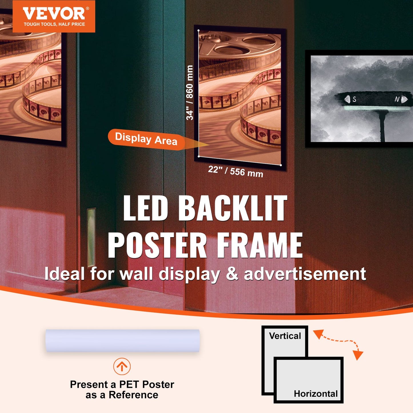 Bildram Affischram LED-ljuslåda 610x914mm Filmaffischer Svart
