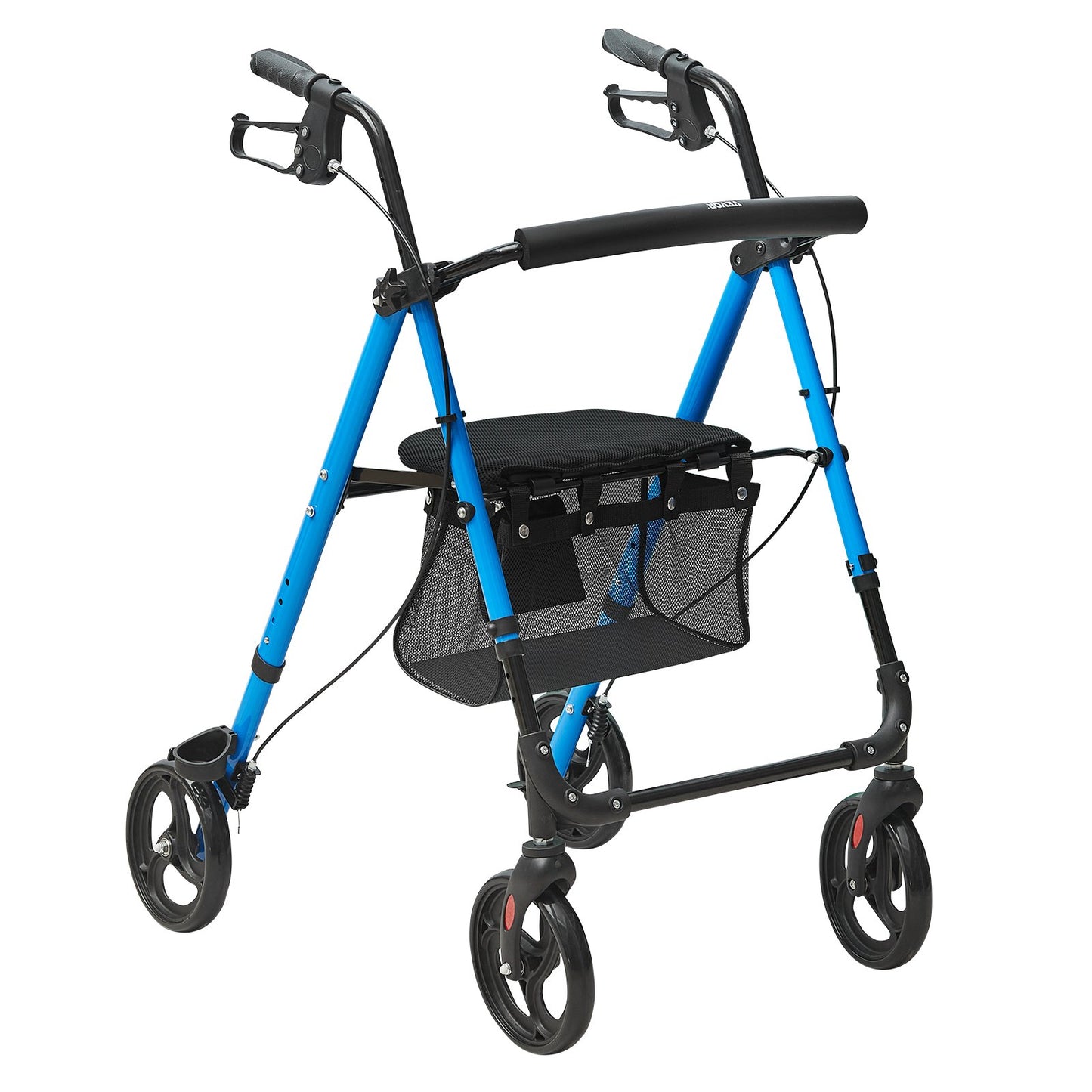 Rollator Walker for Seniors and Adults, Lightweight Folding Aluminum Wheelchair with Adjustable Seat and Handle, Rollator Rollator for Outdoor Use with 8" All-Terrain Wheels, 300 LBS Capacity
