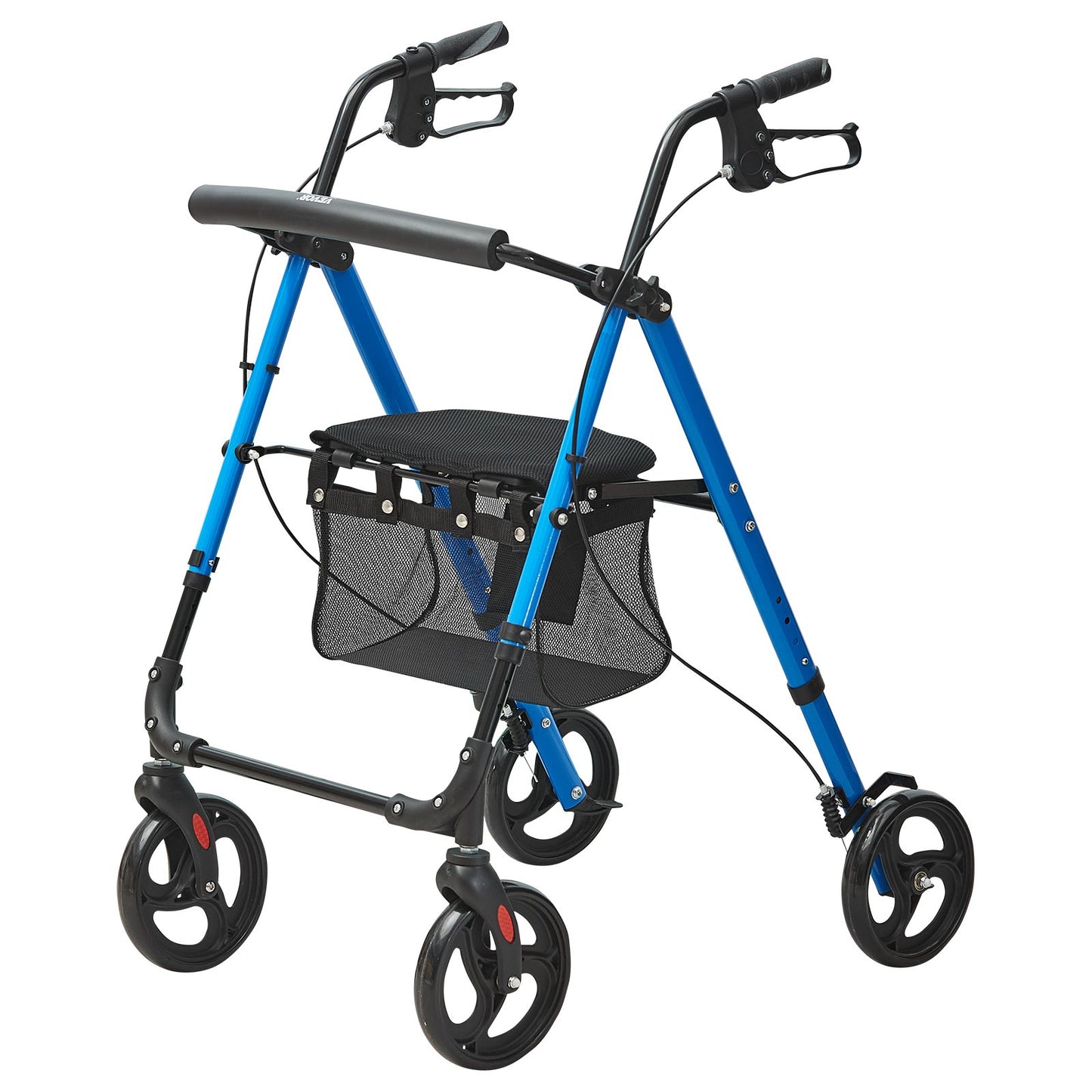 Rollator Walker for Seniors and Adults, Lightweight Folding Aluminum Wheelchair with Adjustable Seat and Handle, Rollator Rollator for Outdoor Use with 8" All-Terrain Wheels, 300 LBS Capacity