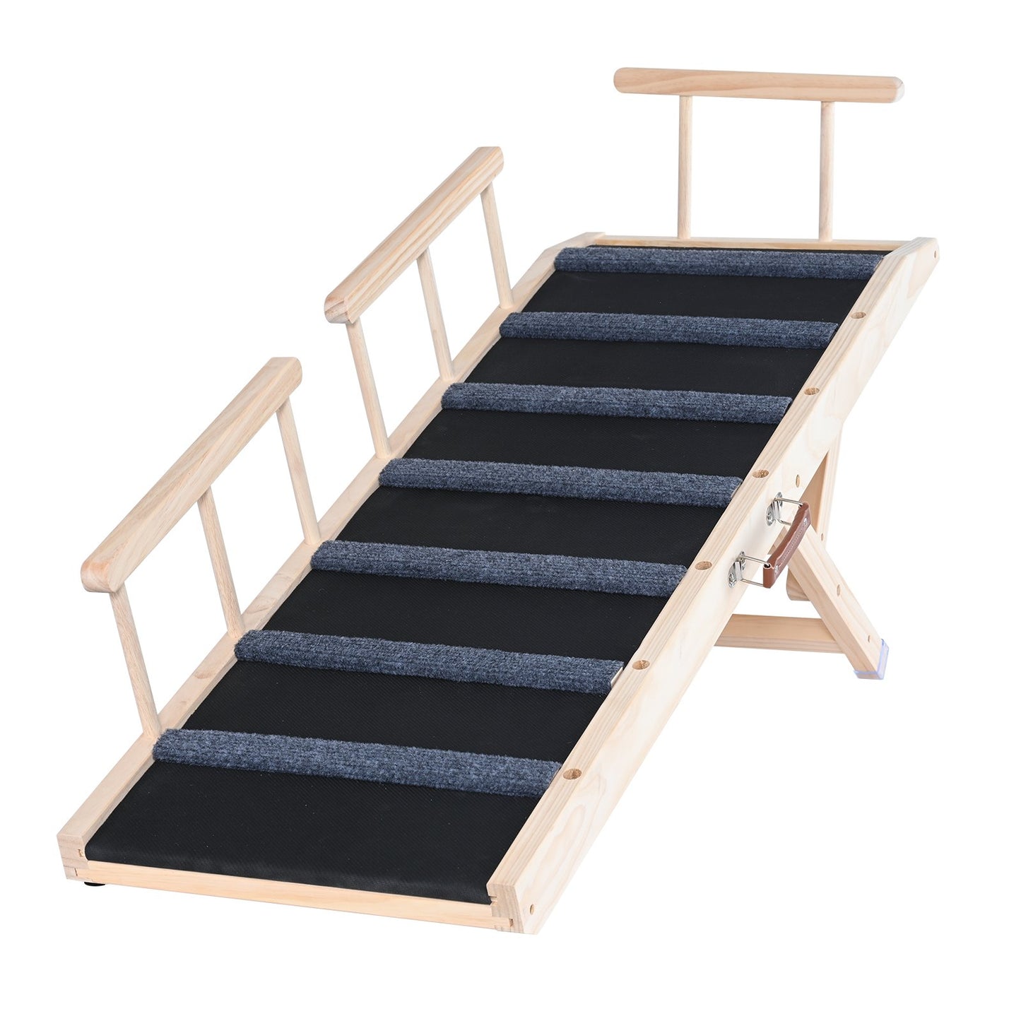 Dog Ramp, Foldable Pet Ramp for Bed, Adjustable Dog Ramp for Small, Large, Old Dogs and Cats, Wooden Pet Ramp with 47.2" Long Ramp, Adjustable from 13.8" to 27.6", Suitable for Sofa, Couch, Car
