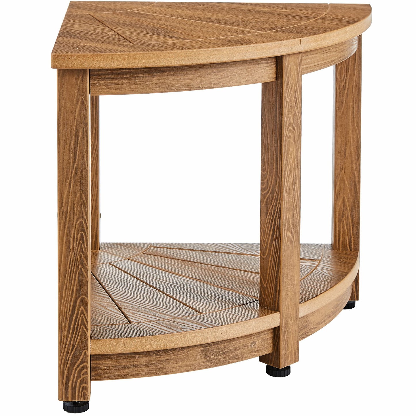 Corner Shower Stool, 18.5" Height 17.75" Radius, Faux Wood Grain Polystyrene, 350 LBS with Storage Shelf, Waterproof, Shower Stool for Indoor and Outdoor Shower, for Bathroom, Living Room