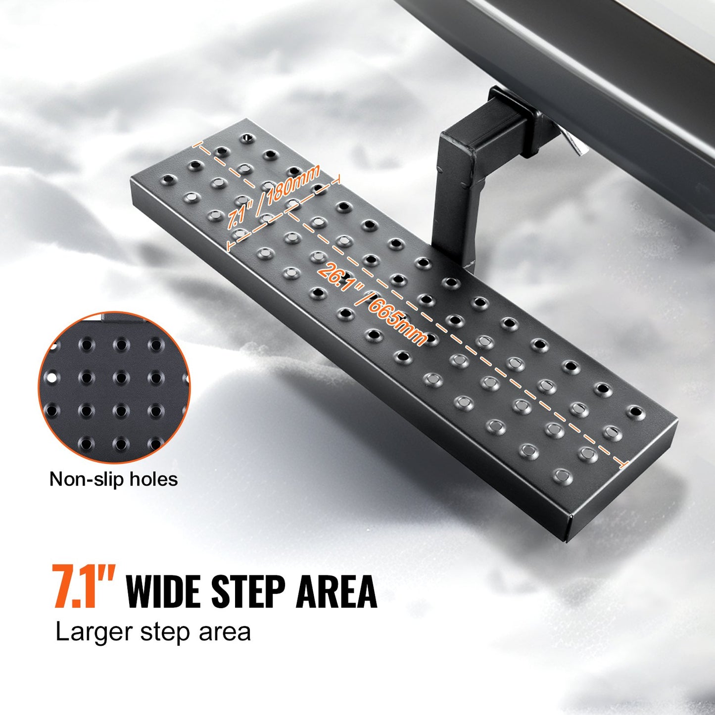 Hitch Step för 2" mottagare Universal Trailer Bogsering Bakre stötfångare Stål