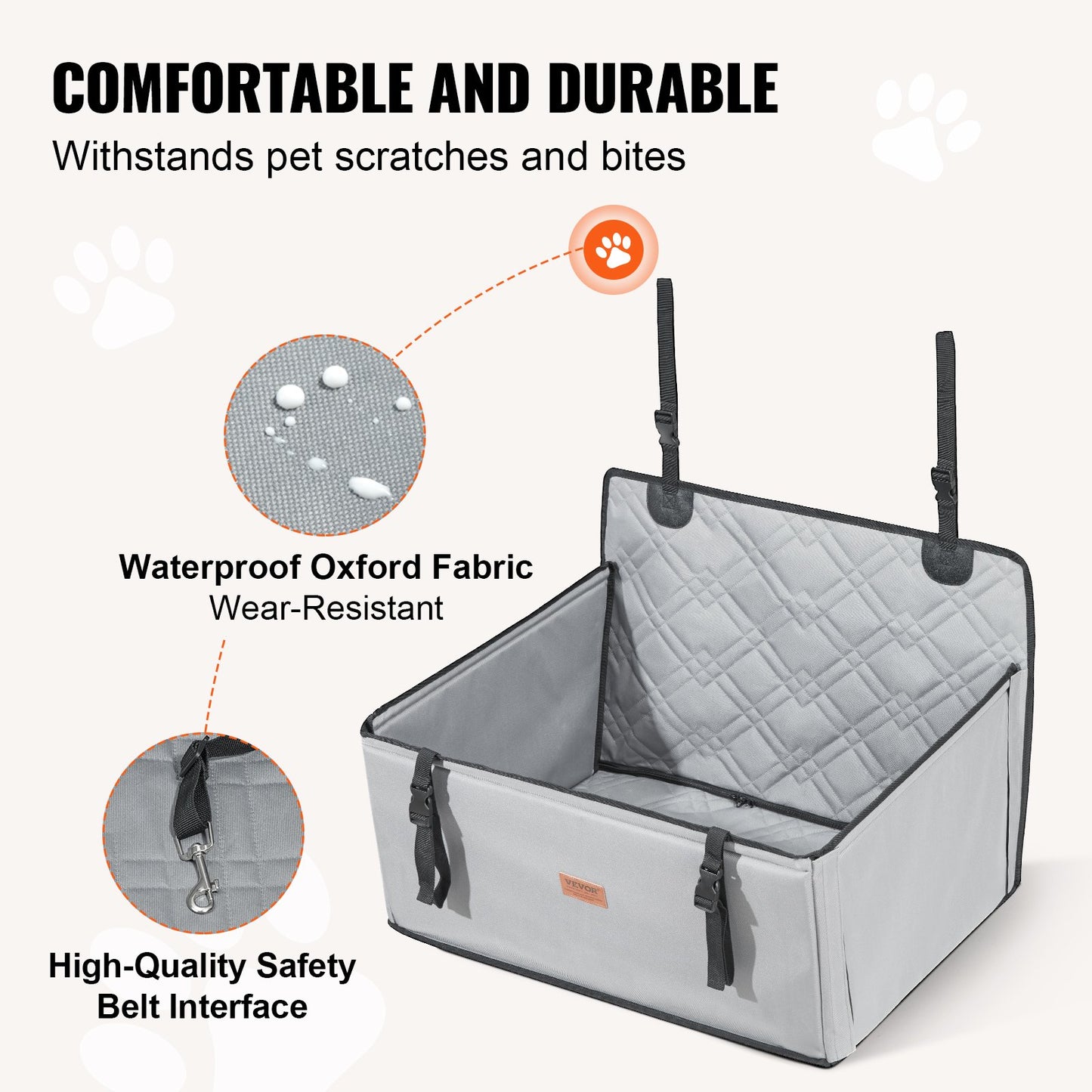 Dog Booster Car Seat Pet Car Seat för SML Dogs upp till 48,5 lbs Grå