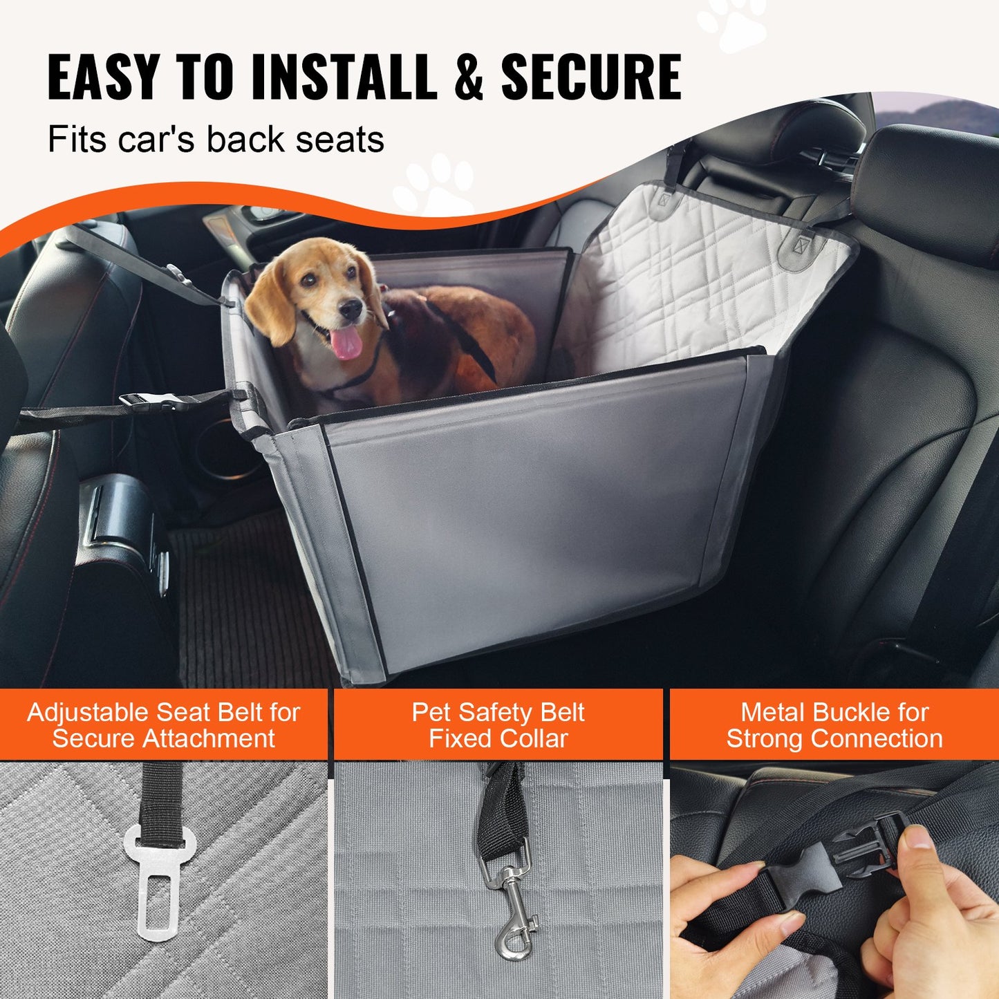Dog Booster Car Seat Pet Car Seat för SML Dogs upp till 48,5 lbs Grå