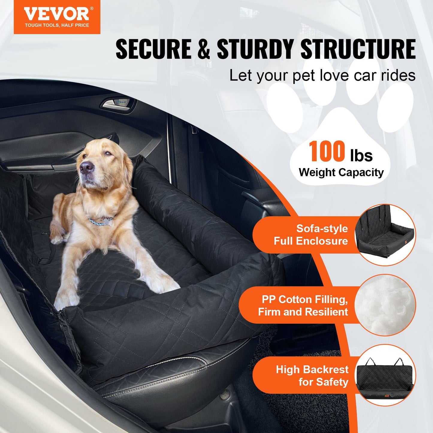 Dog Booster Car Seat Pet Car Seat för medelstor hund upp till 100 lbs svart