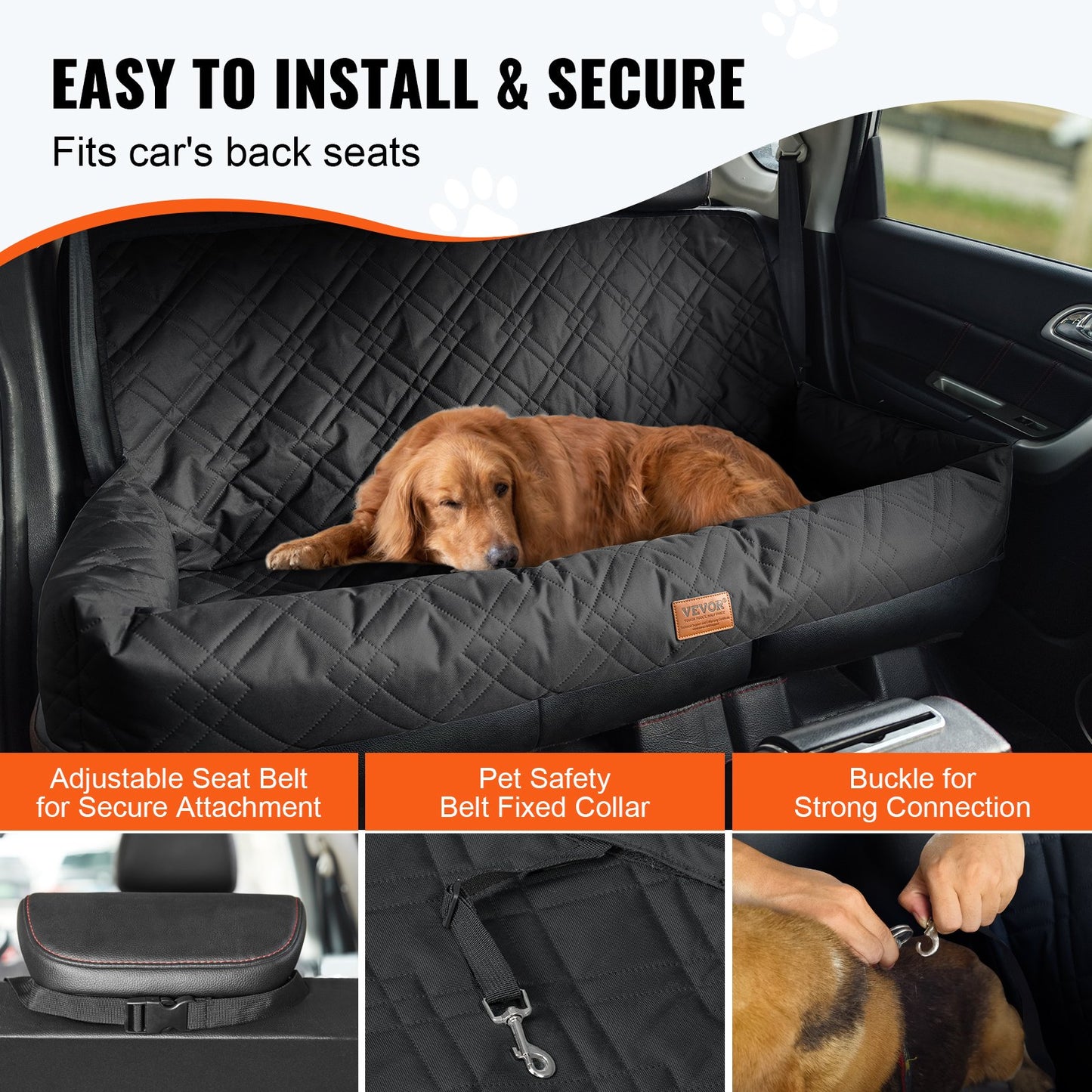 Dog Booster Car Seat Pet Car Seat för medelstor hund upp till 100 lbs svart