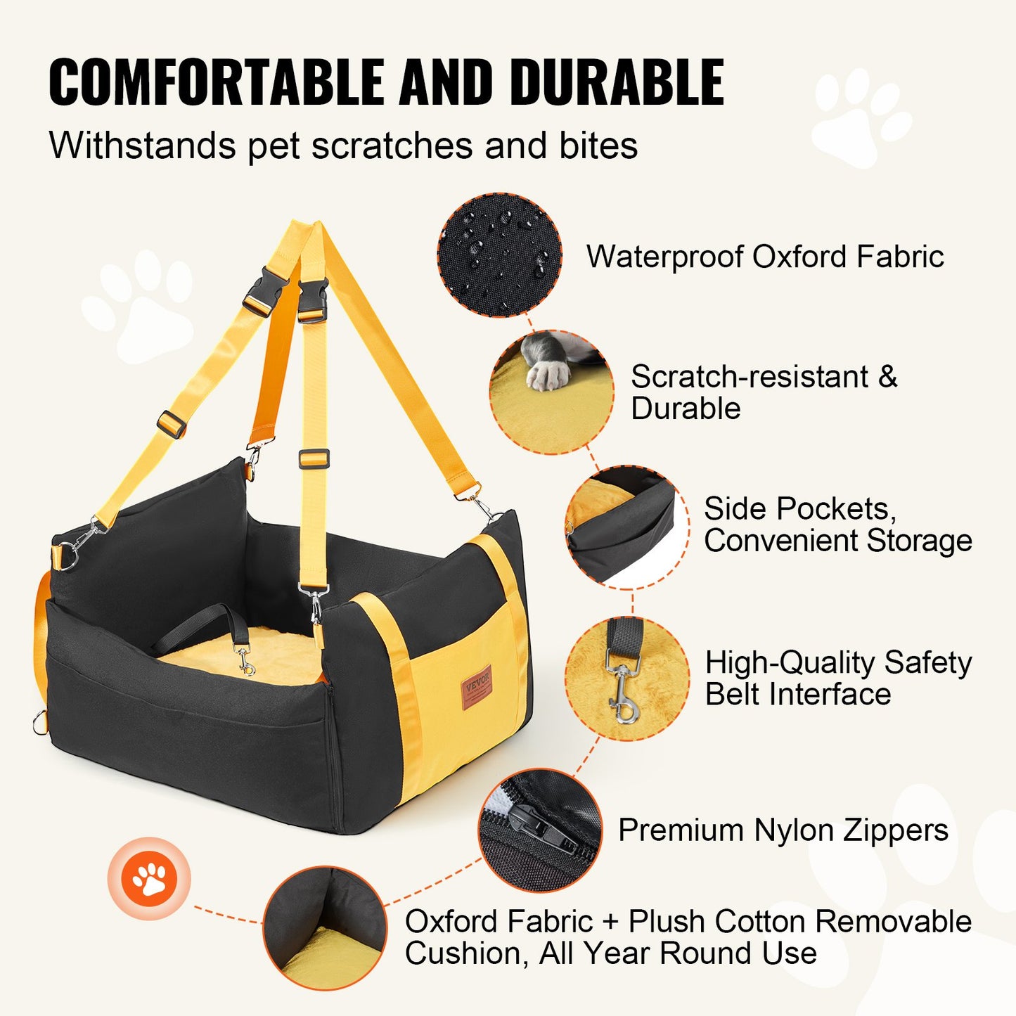 Dog Booster Car Seat Pet Car Seat för liten hund upp till 25lbs Svart