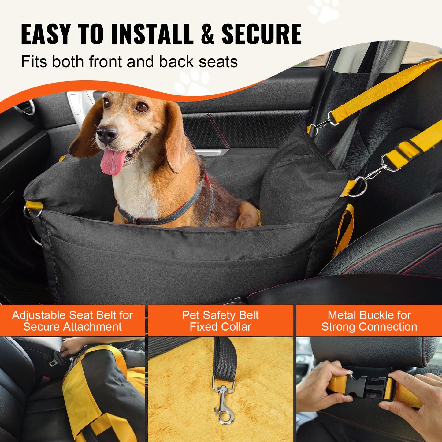 Dog Booster Car Seat Pet Car Seat för liten hund upp till 25lbs Svart