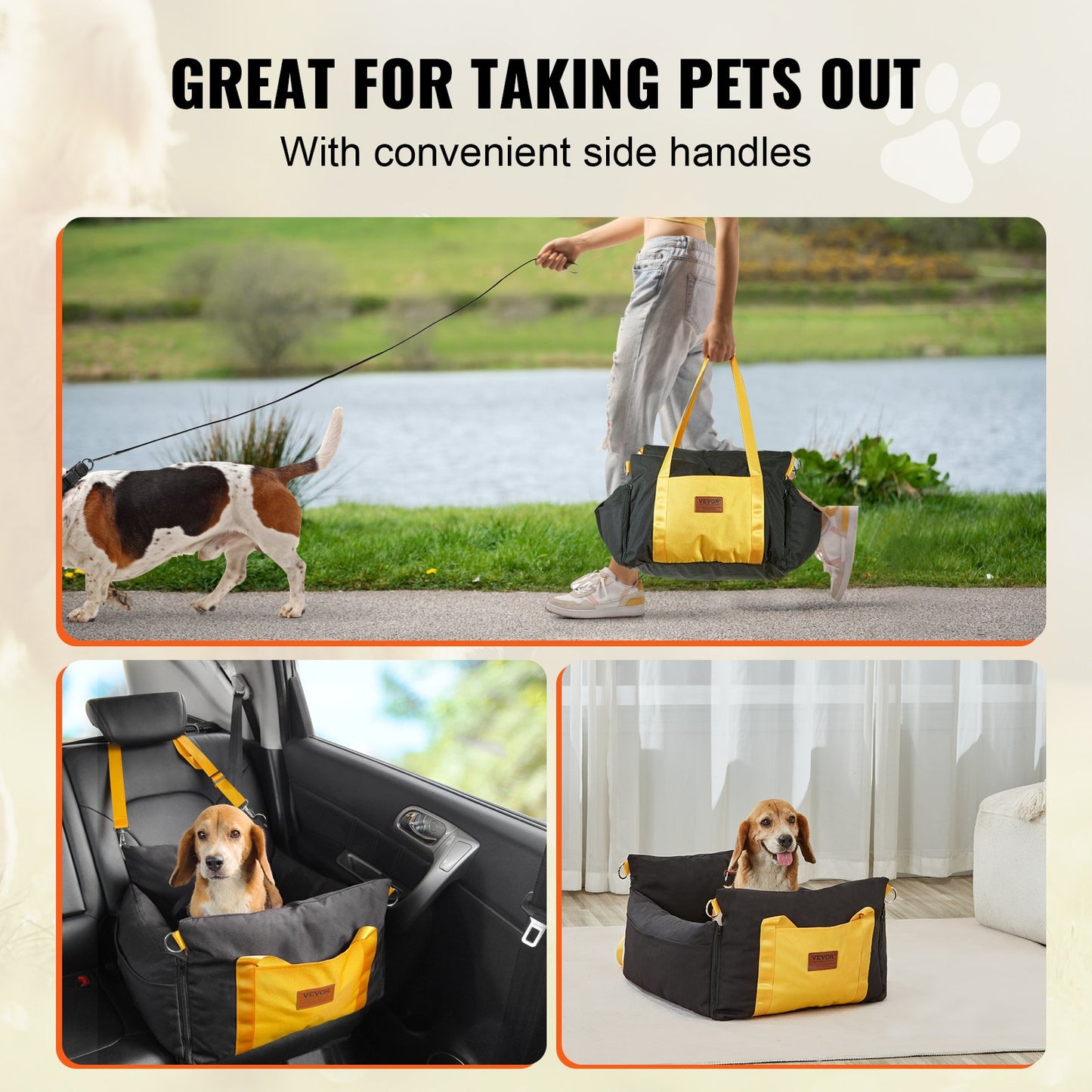 Dog Booster Car Seat Pet Car Seat för liten hund upp till 25lbs Svart