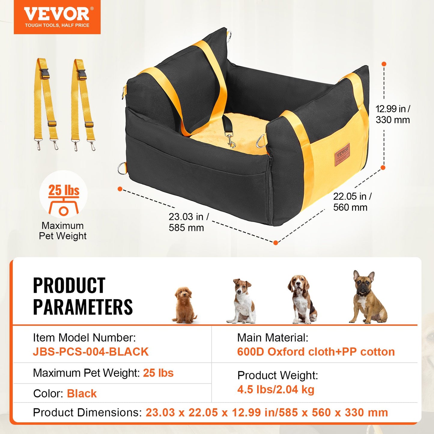 Dog Booster Car Seat Pet Car Seat för liten hund upp till 25lbs Svart