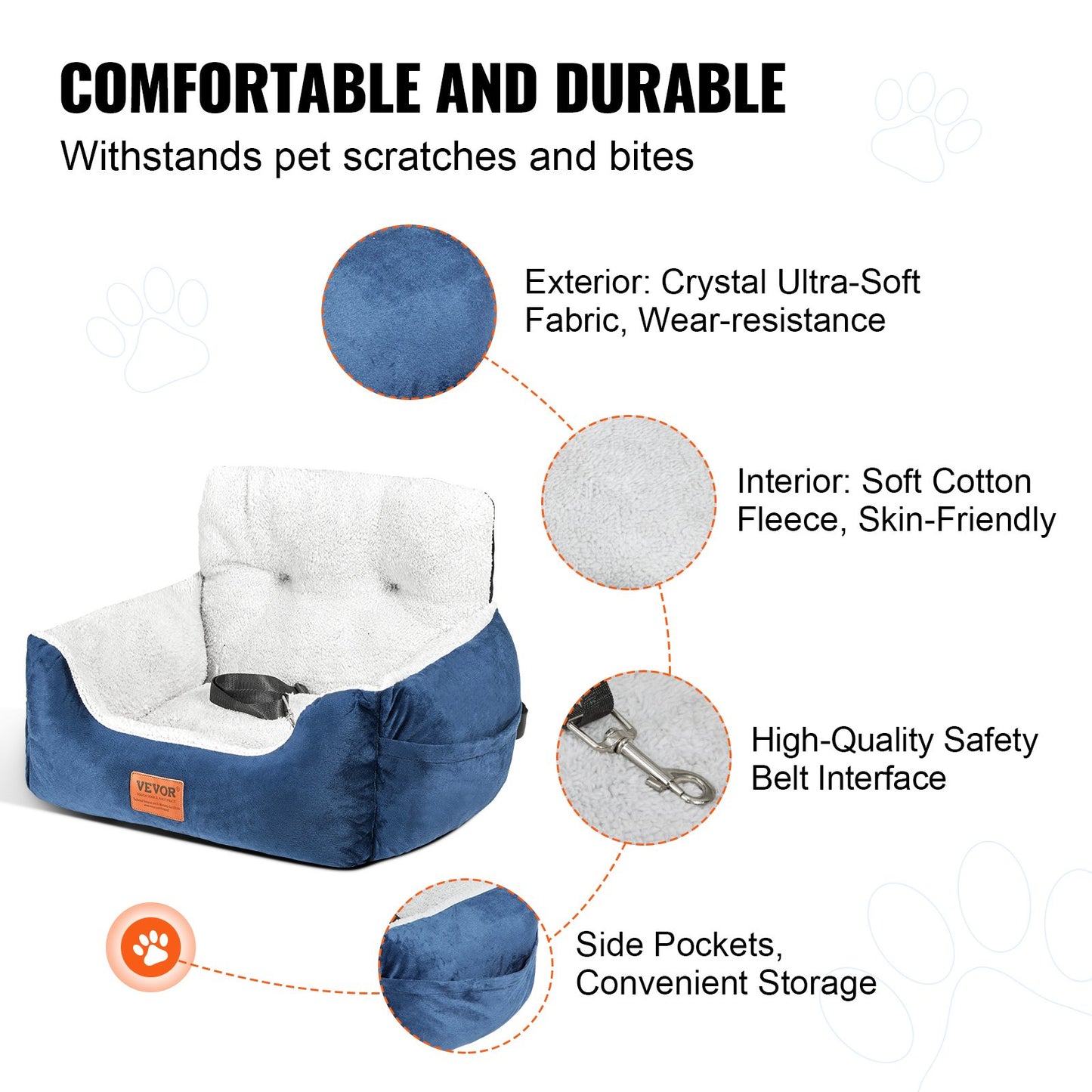 Dog Booster Car Seat Pet Car Seat för liten hund upp till 20lbs blå+grå