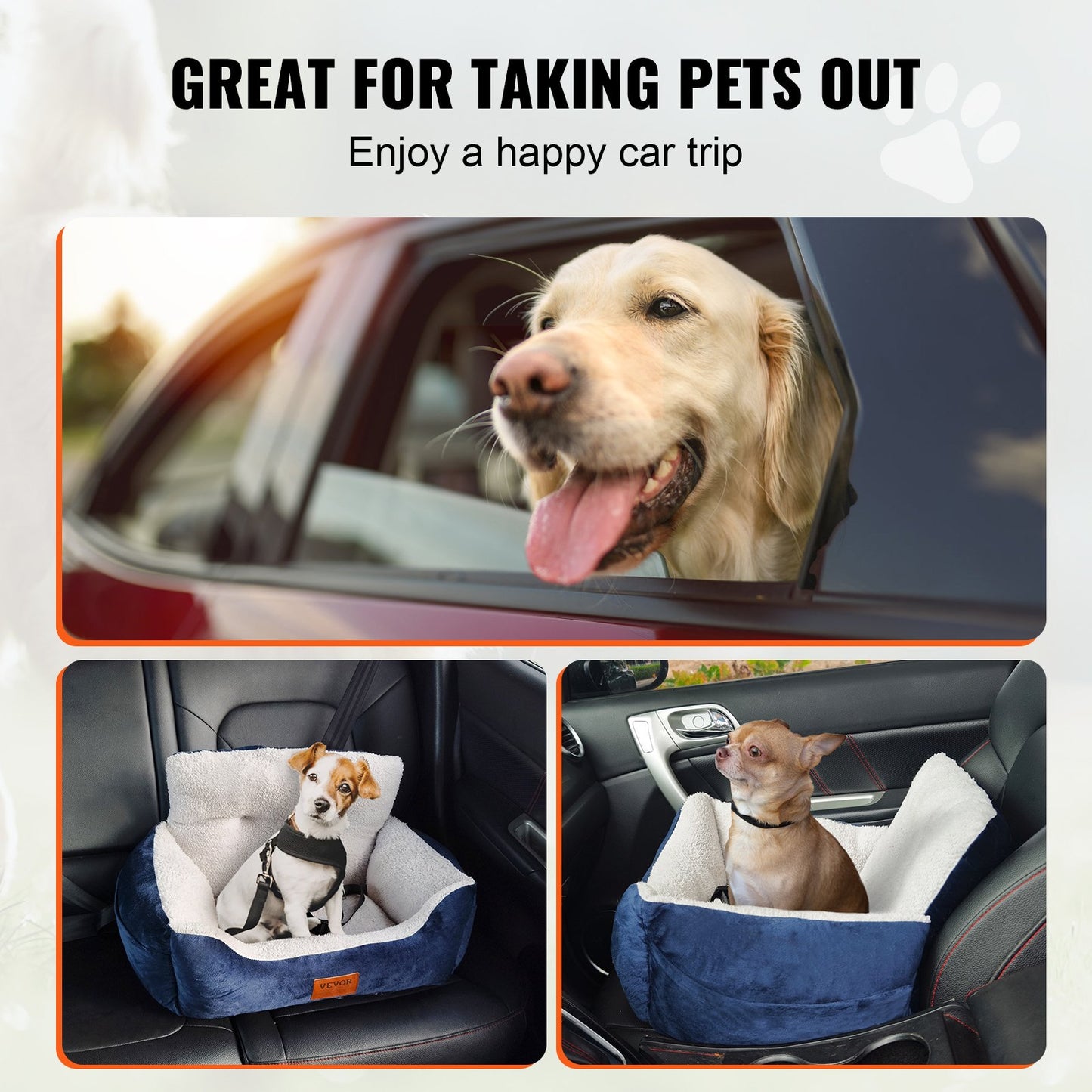 Dog Booster Car Seat Pet Car Seat för liten hund upp till 20lbs blå+grå