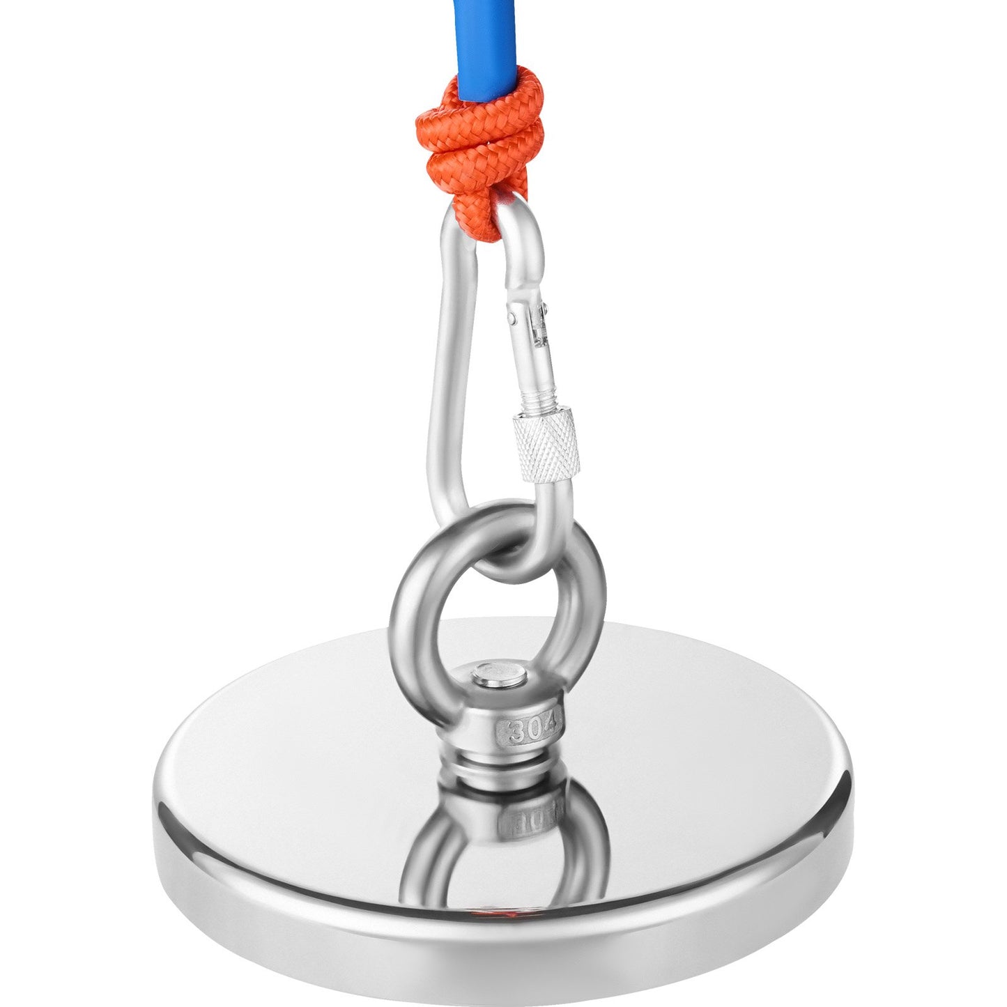 2000 LBS Strong Fishing Magnet Kit Single Sided Traction Rope Carabiner