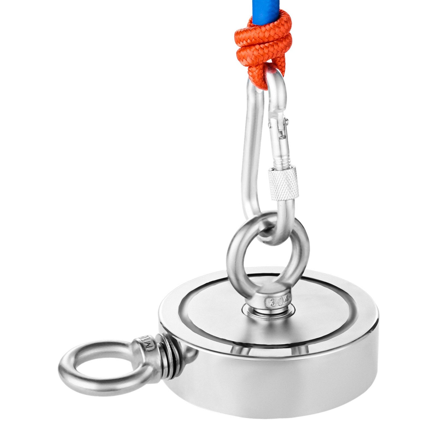 1400 LBS Strong Fishing Magnet Kit Dubbelsidig karbinhake med dragkraft