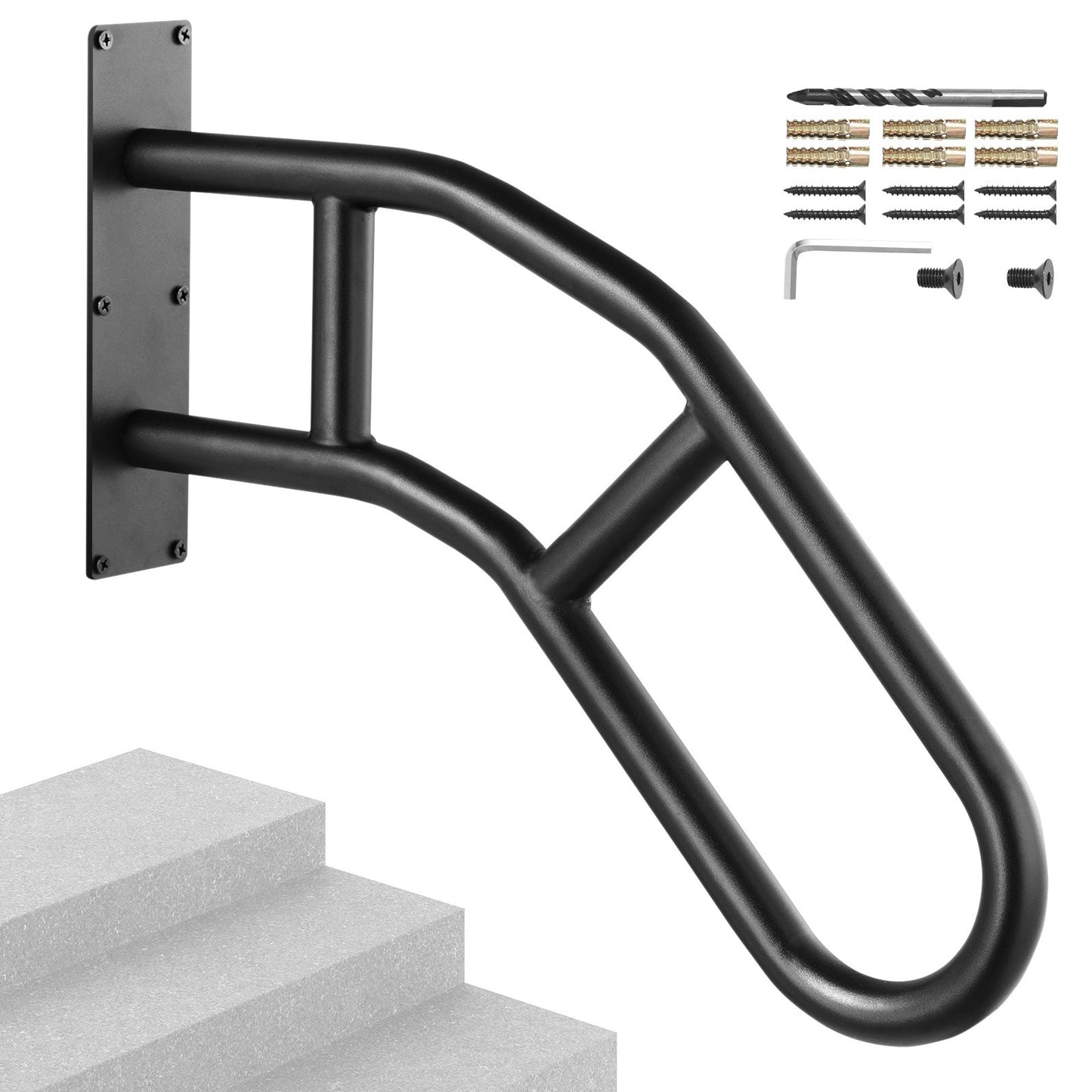 Outdoor Stair Handrails 32" Wall Mounted Safety Railings for 1-3 Steps