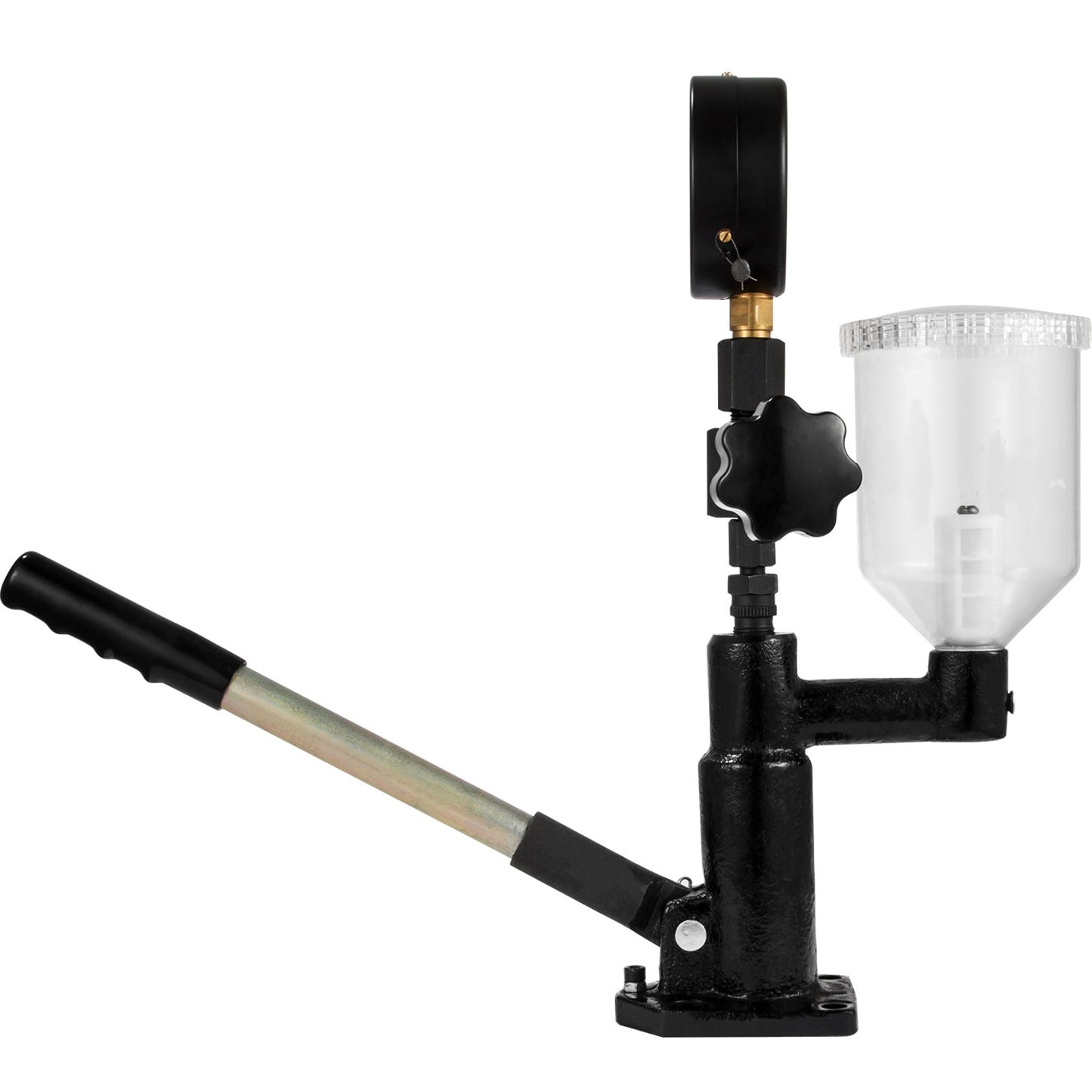 Diesel injector nozzle pressure tester, fuel injector nozzle tester with dual scale gauge to adjust injector nozzle pressure and test diesel injector nozzle pop pressure