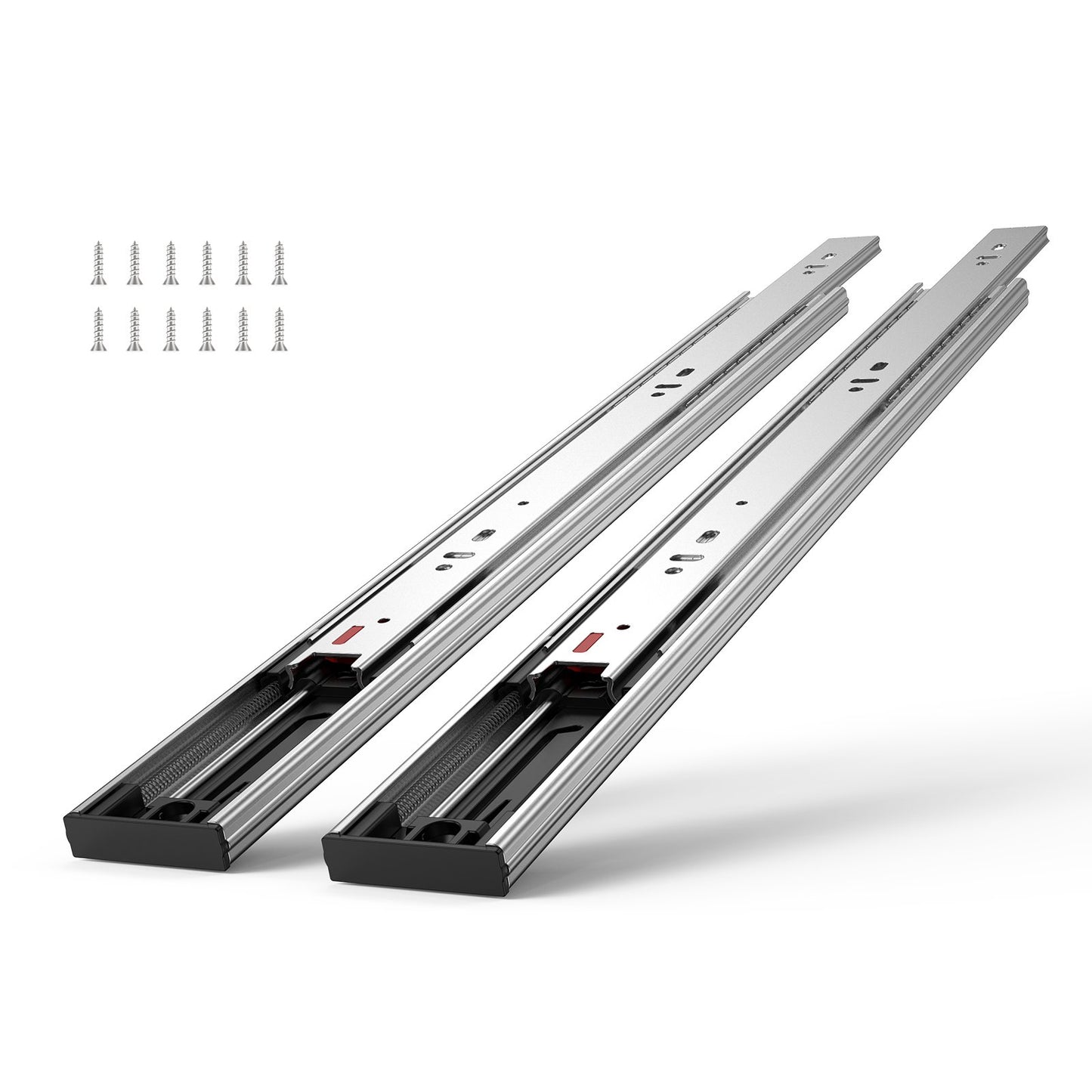 6 par 457,2 mm lådslider Sidomonterade skenor, Heavy Duty Full Extension stålskena, Soft-Close ljudlösa guideglider Skåp Kökslöpare med kullager, 100 lbs lastkapacitet