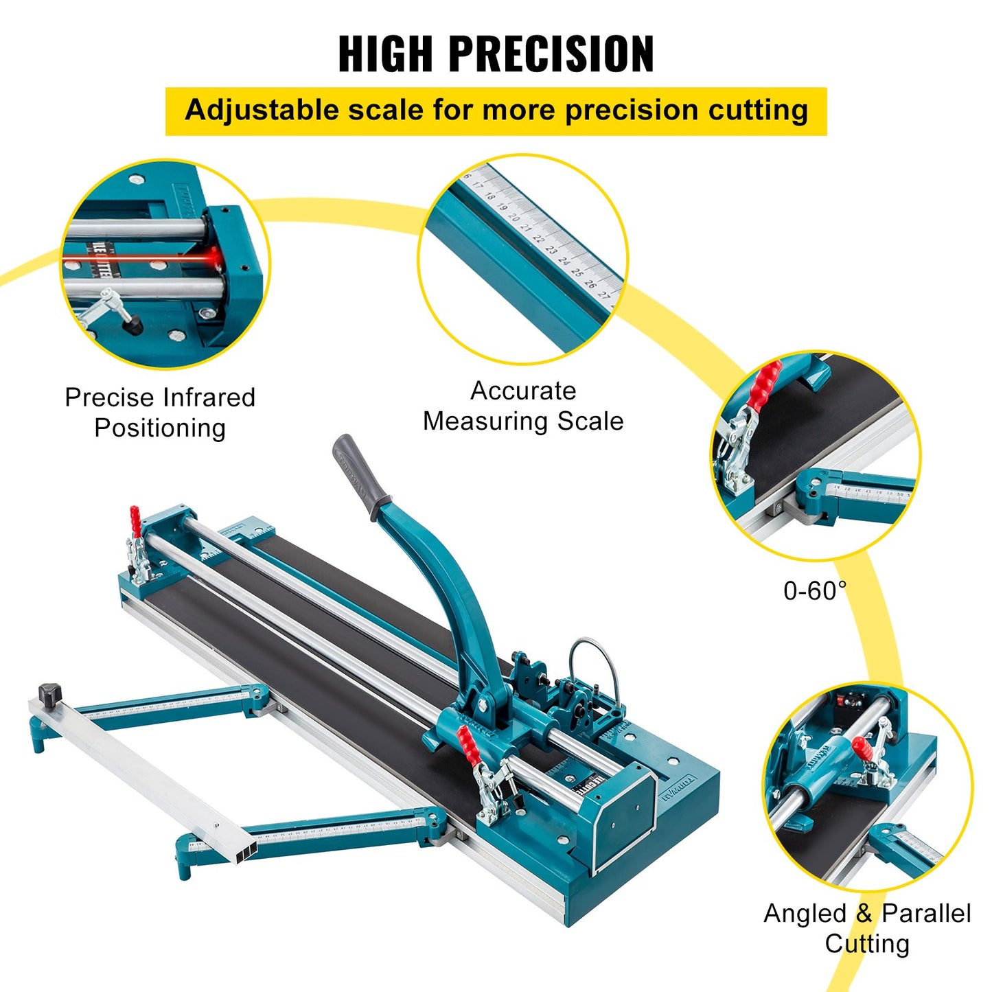 47 tum/1200 mm kakelskärare dubbelskena manuell kakelskärare 3/5 tums kåpa med exakt laserpositionering manuell kakelskärare Verktyg för precisionsskärning