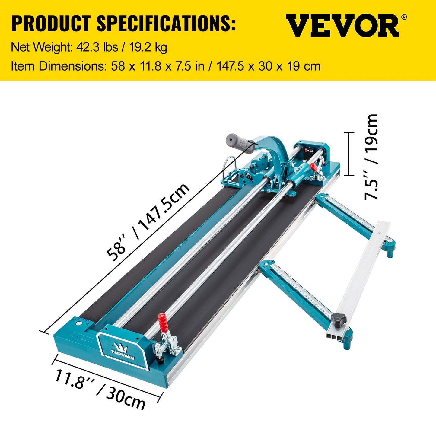 47 tum/1200 mm kakelskärare dubbelskena manuell kakelskärare 3/5 tums kåpa med exakt laserpositionering manuell kakelskärare Verktyg för precisionsskärning